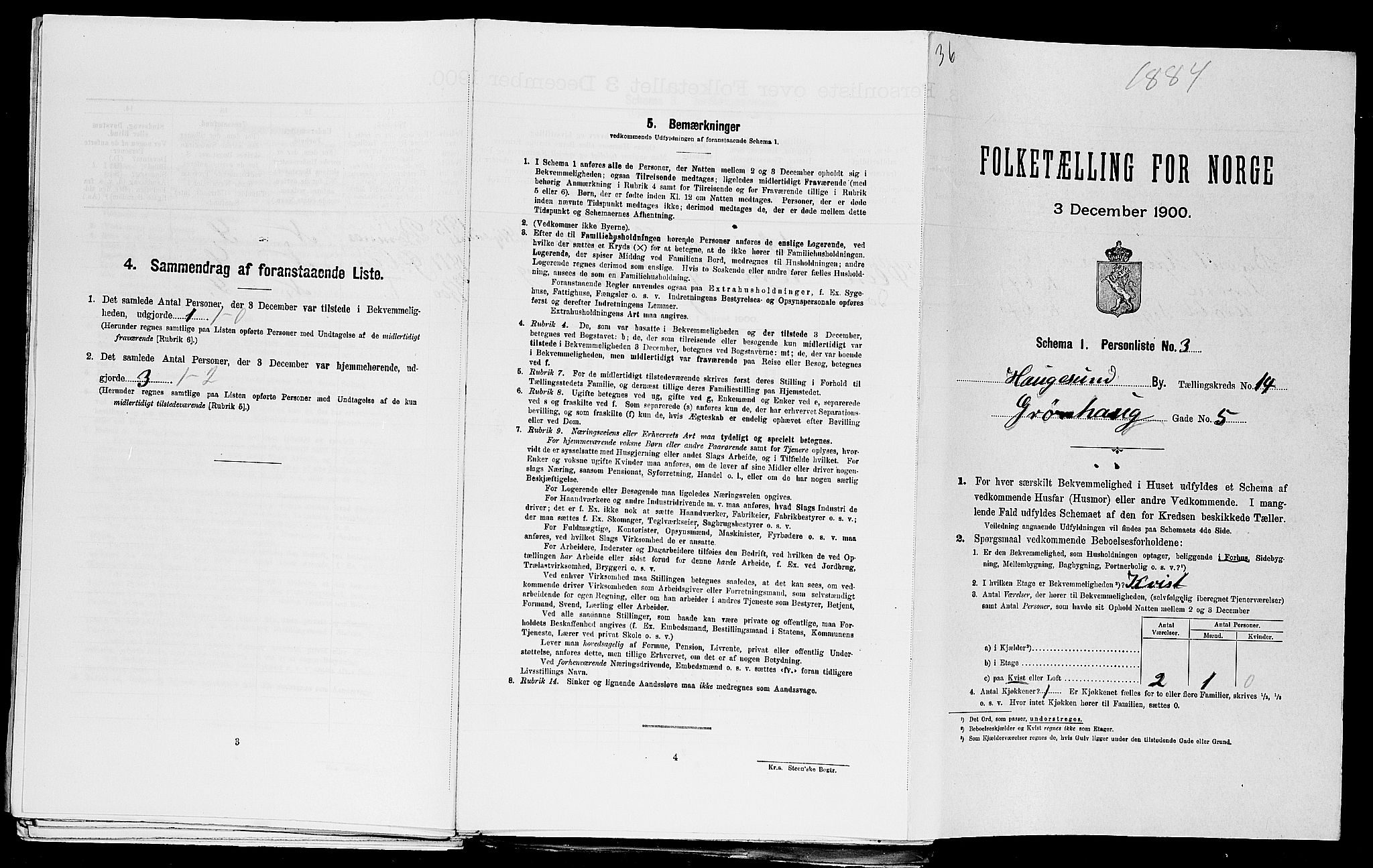 SAST, Folketelling 1900 for 1106 Haugesund kjøpstad, 1900, s. 2306