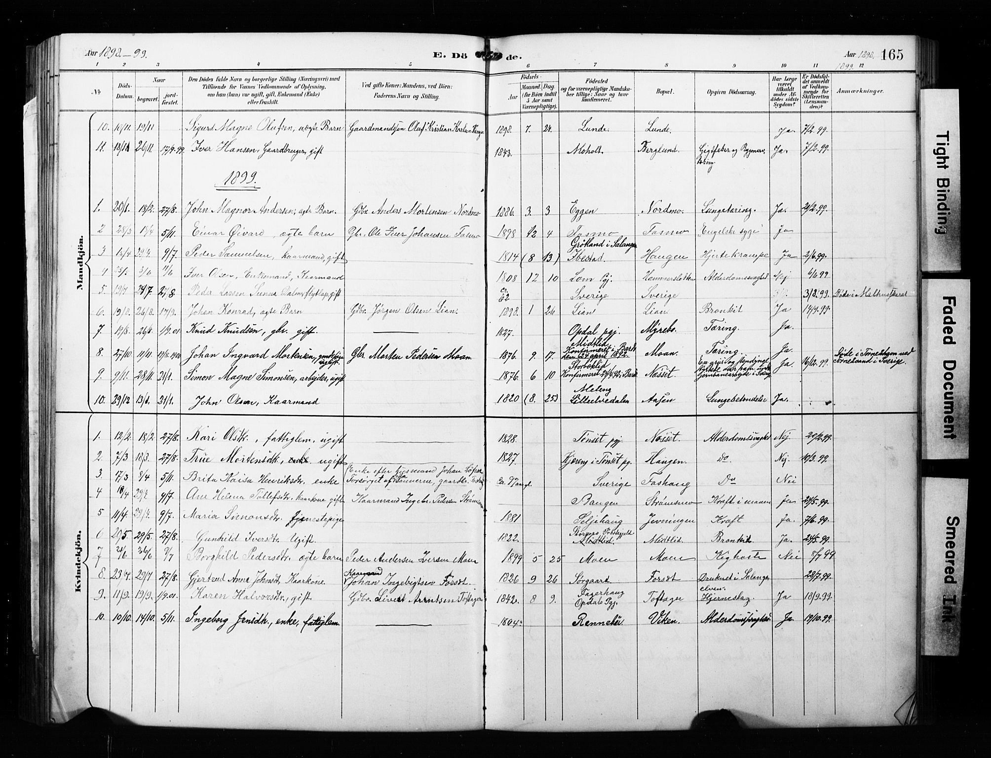 Målselv sokneprestembete, AV/SATØ-S-1311/G/Ga/Gab/L0008klokker: Klokkerbok nr. 8, 1895-1913, s. 165