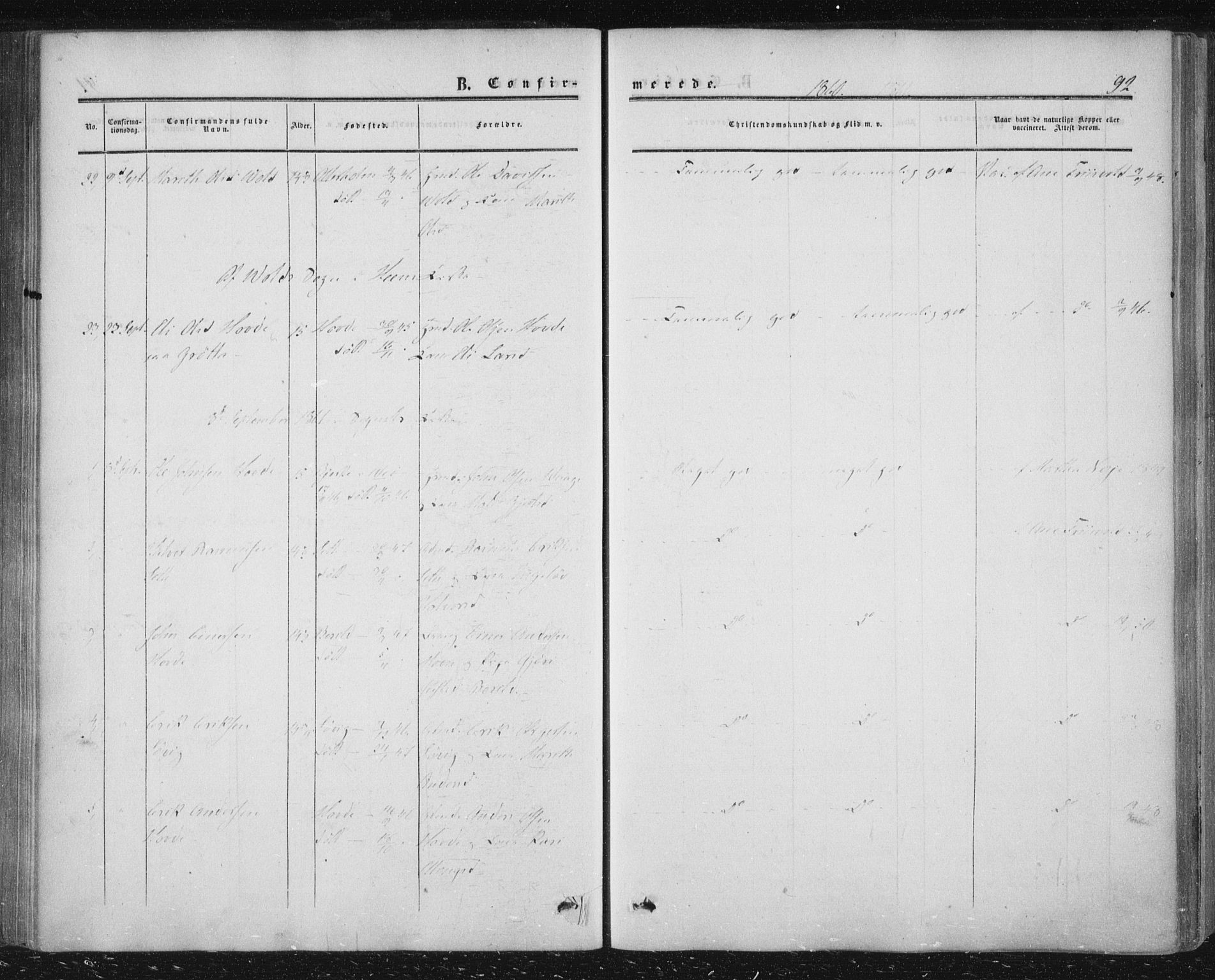 Ministerialprotokoller, klokkerbøker og fødselsregistre - Møre og Romsdal, AV/SAT-A-1454/543/L0562: Ministerialbok nr. 543A02, 1854-1884, s. 92