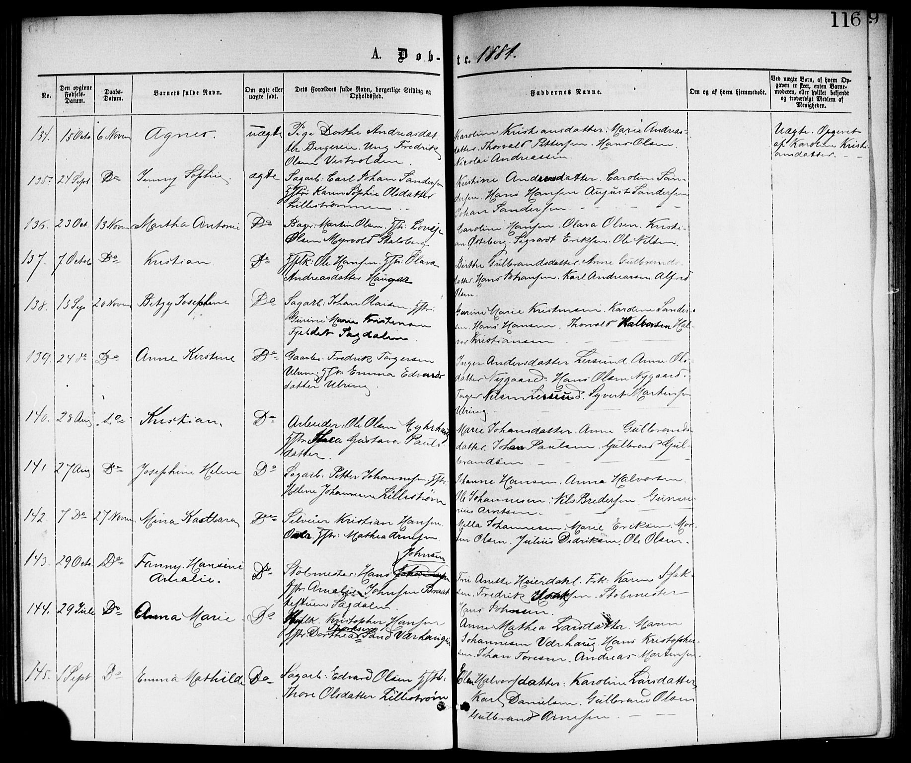 Skedsmo prestekontor Kirkebøker, AV/SAO-A-10033a/G/Ga/L0003: Klokkerbok nr. I 3, 1873-1882, s. 116