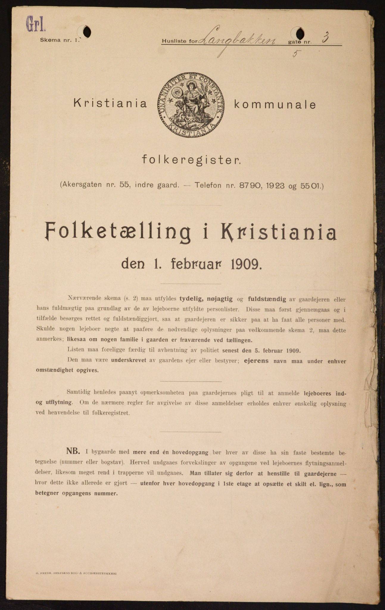 OBA, Kommunal folketelling 1.2.1909 for Kristiania kjøpstad, 1909, s. 51386