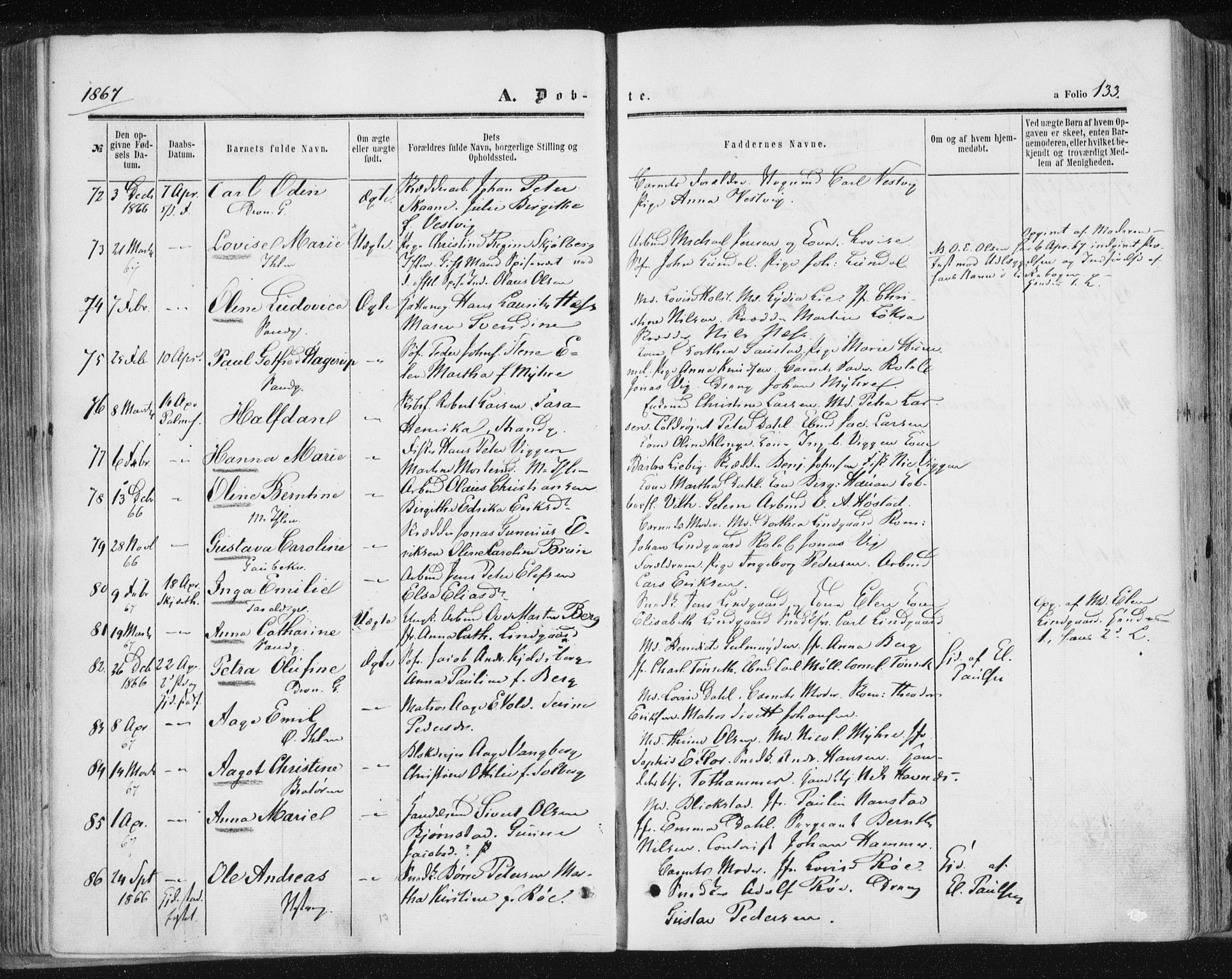 Ministerialprotokoller, klokkerbøker og fødselsregistre - Sør-Trøndelag, SAT/A-1456/602/L0115: Ministerialbok nr. 602A13, 1860-1872, s. 133