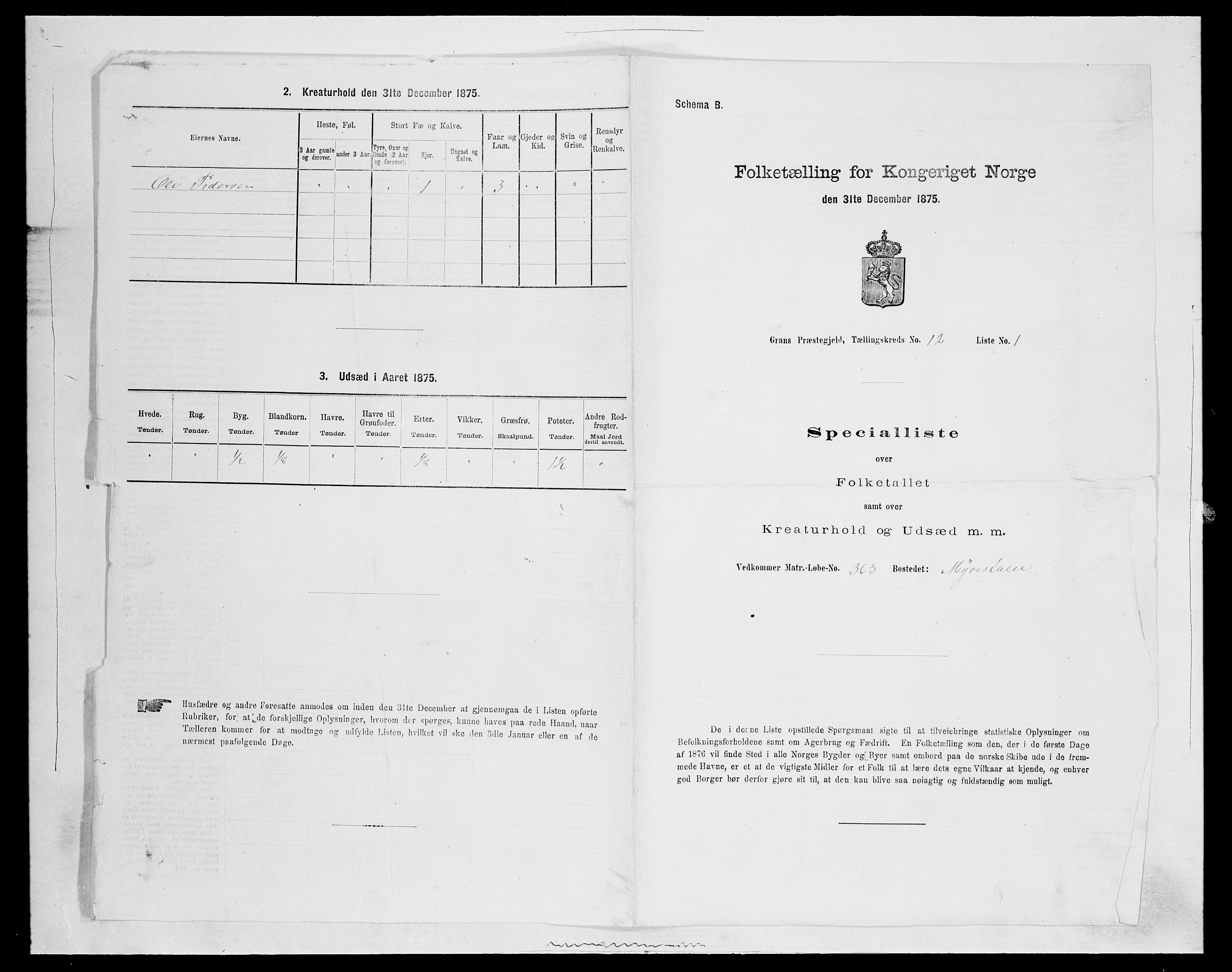 SAH, Folketelling 1875 for 0534P Gran prestegjeld, 1875, s. 2241