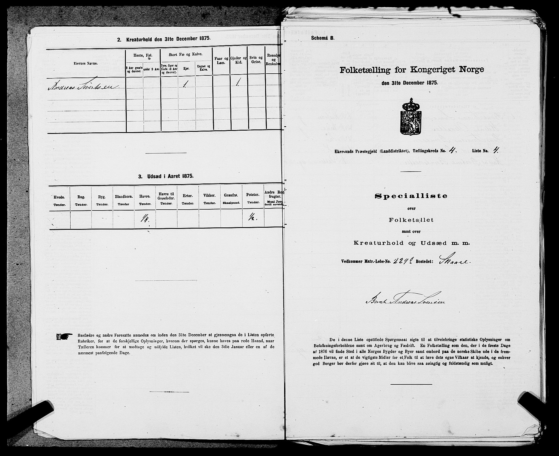 SAST, Folketelling 1875 for 1116L Eigersund prestegjeld, Eigersund landsokn og Ogna sokn, 1875, s. 398