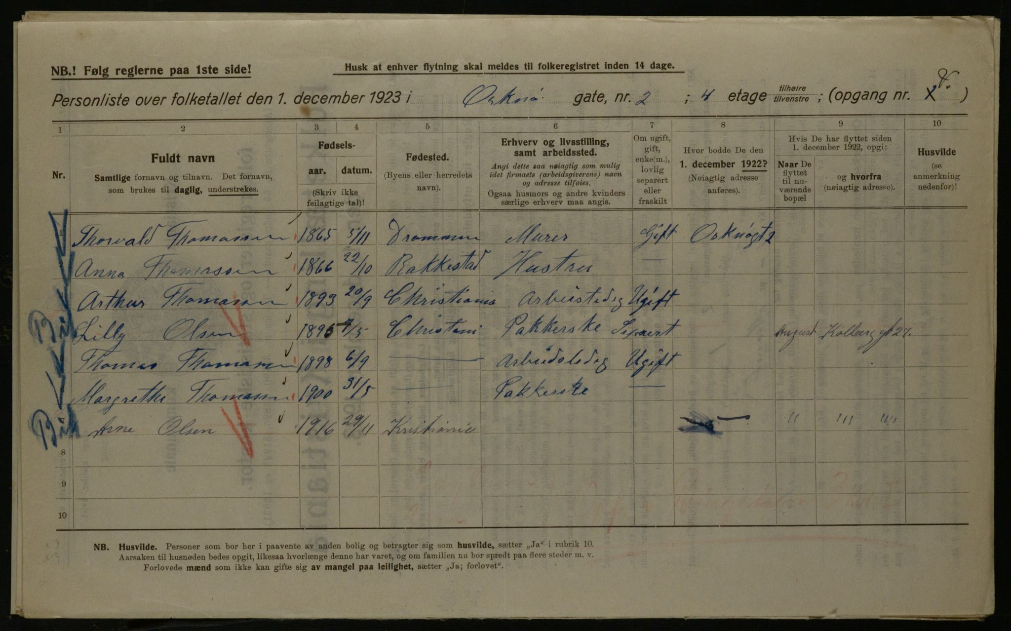 OBA, Kommunal folketelling 1.12.1923 for Kristiania, 1923, s. 83843