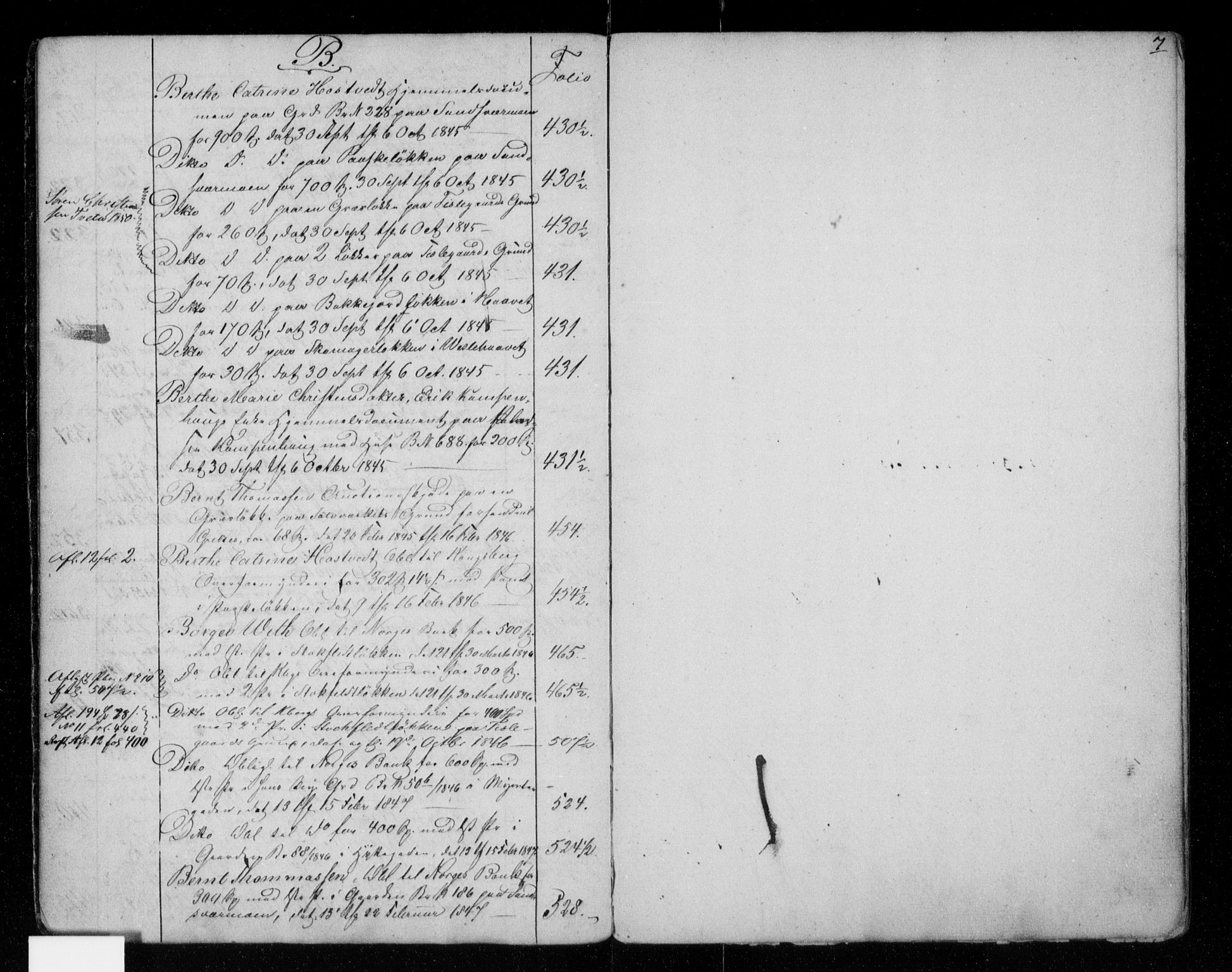 Kongsberg byfogd, SAKO/A-84/G/Gb/Gba/L0012: Panteregister nr. I 12, 1838-1847, s. 7