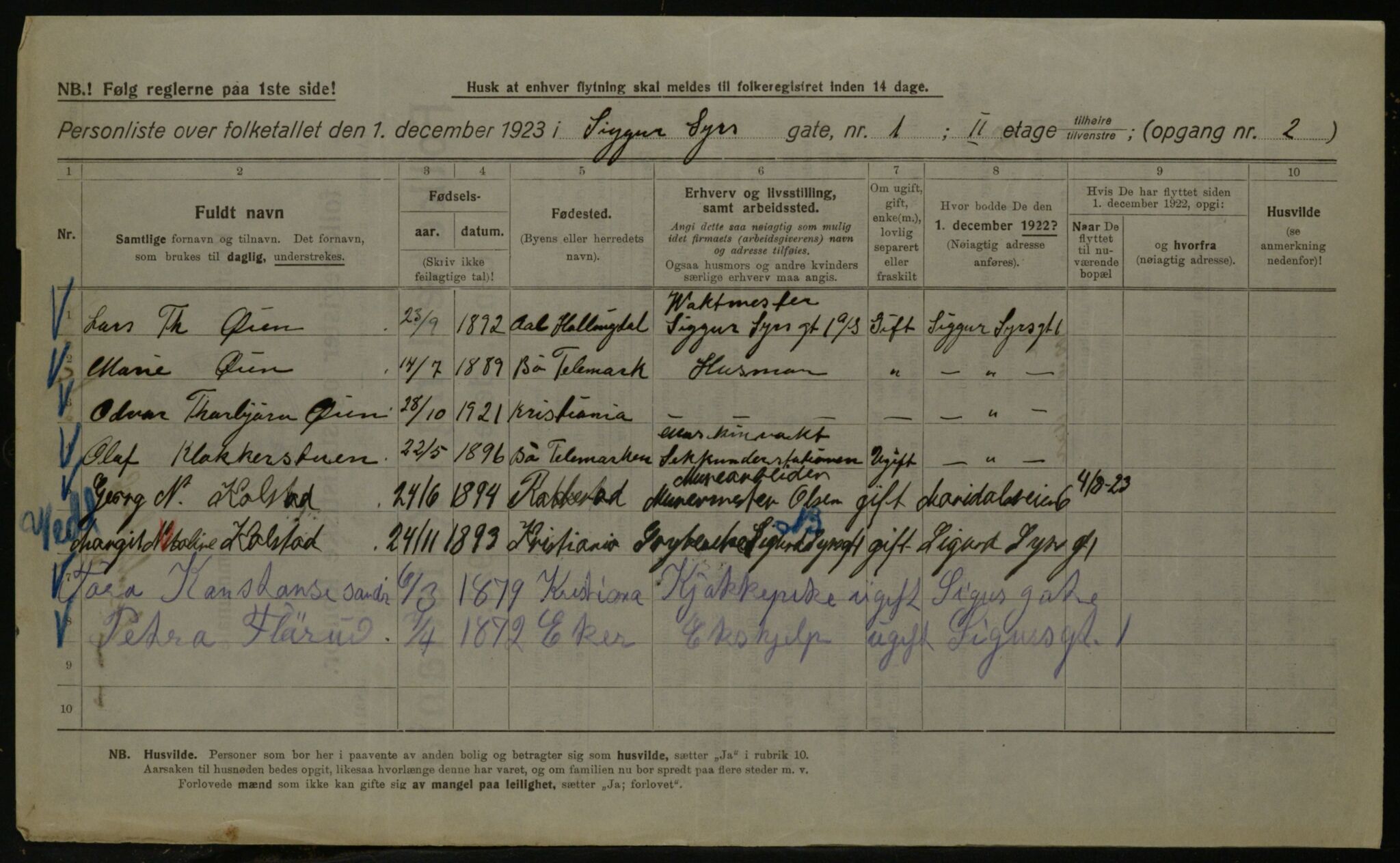 OBA, Kommunal folketelling 1.12.1923 for Kristiania, 1923, s. 105356