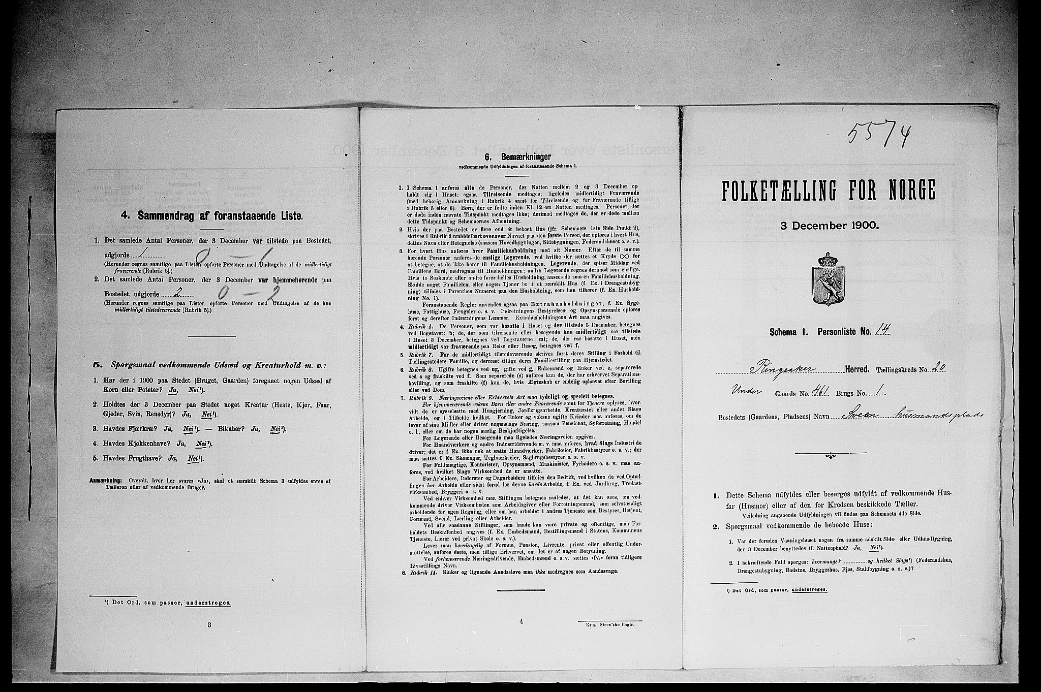 SAH, Folketelling 1900 for 0412 Ringsaker herred, 1900, s. 3579