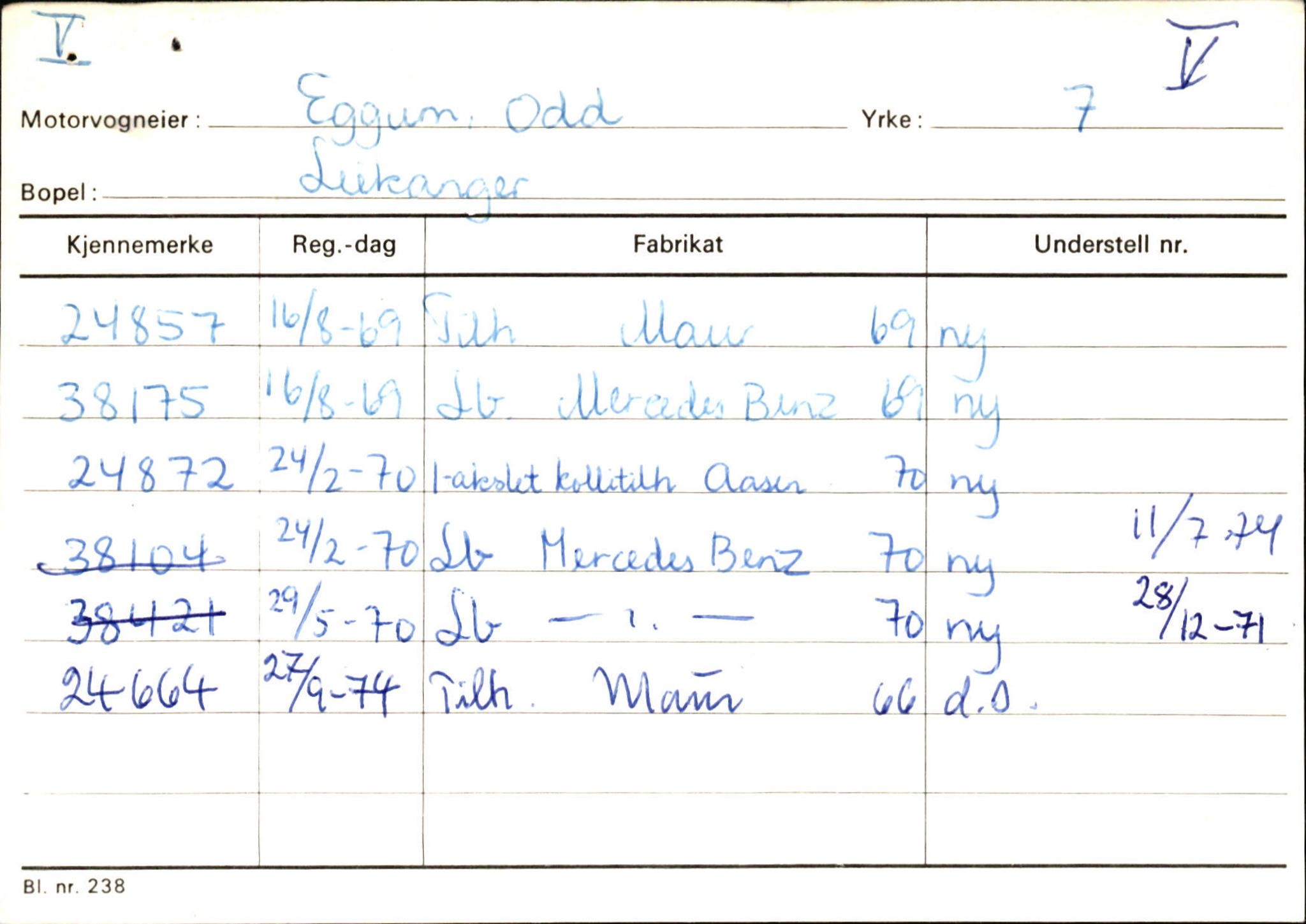 Statens vegvesen, Sogn og Fjordane vegkontor, AV/SAB-A-5301/4/F/L0126: Eigarregister Fjaler M-Å. Leikanger A-Å, 1945-1975, s. 1037