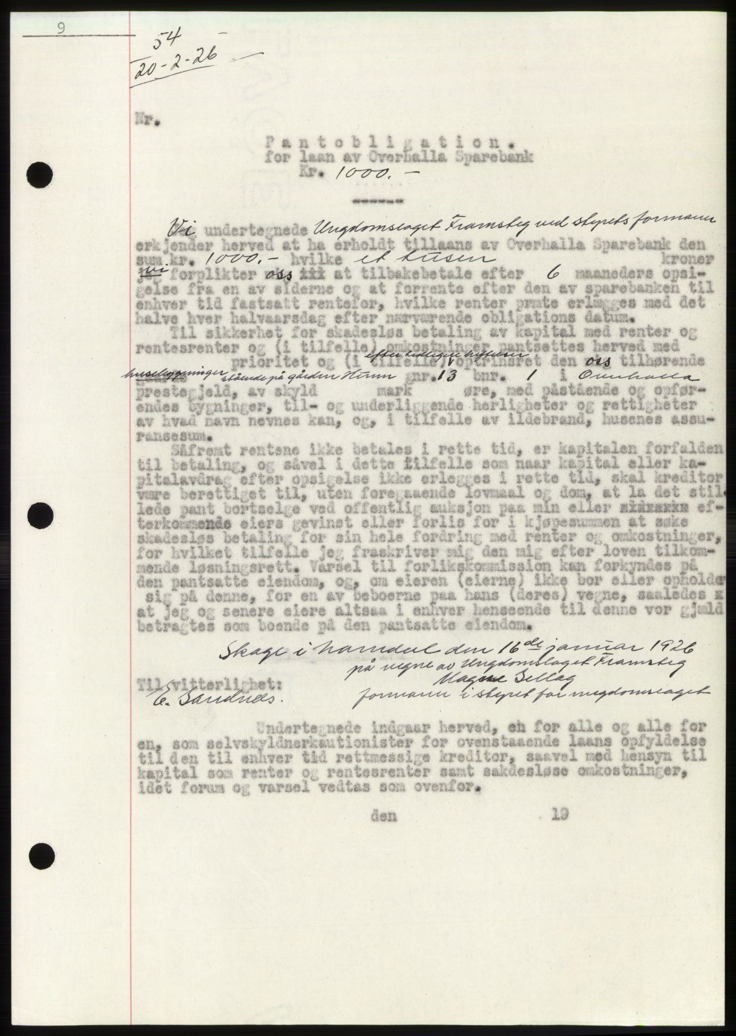 Namdal sorenskriveri, SAT/A-4133/1/2/2C: Pantebok nr. -, 1926-1930, Tingl.dato: 20.02.1926