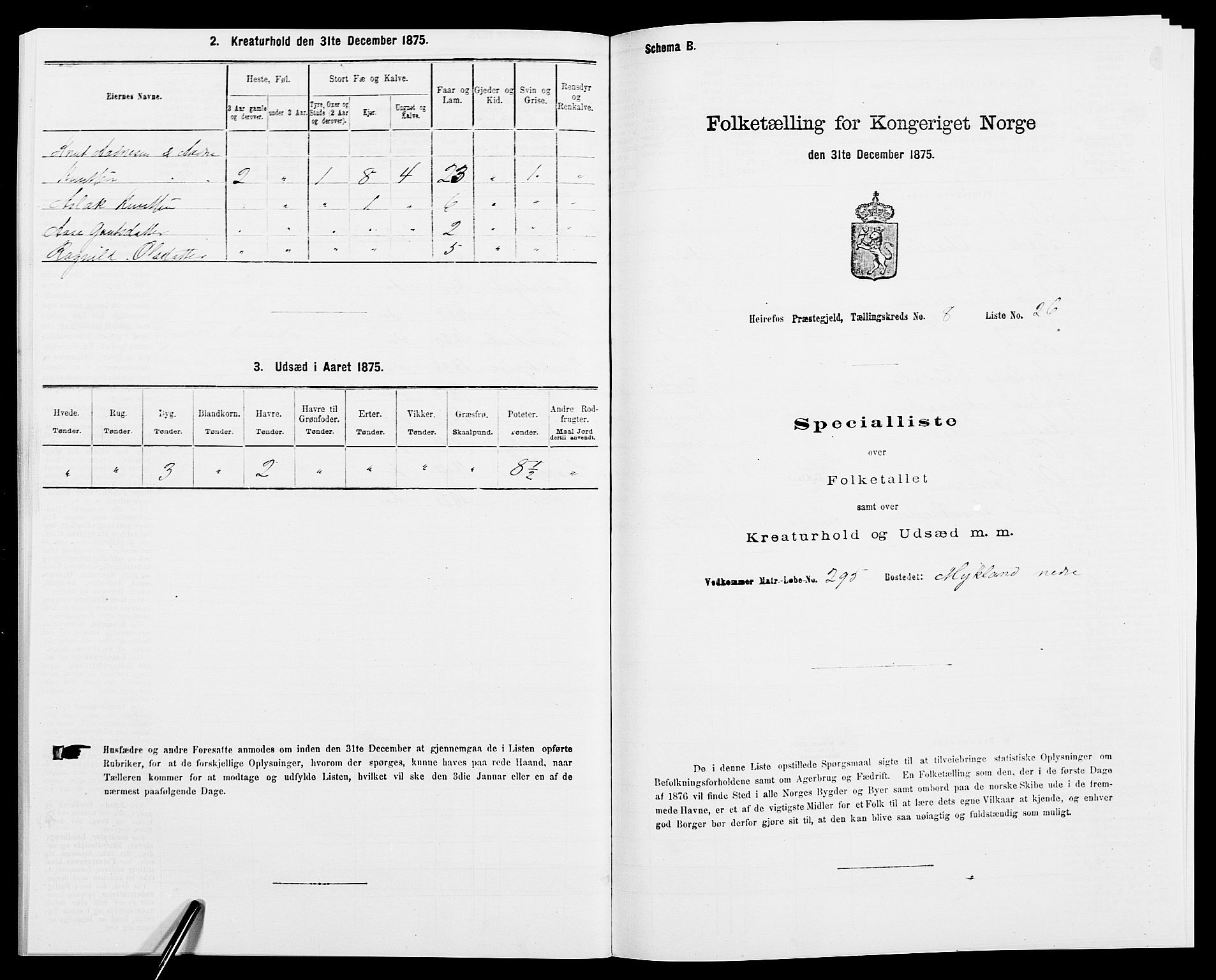 SAK, Folketelling 1875 for 0933P Herefoss prestegjeld, 1875, s. 675