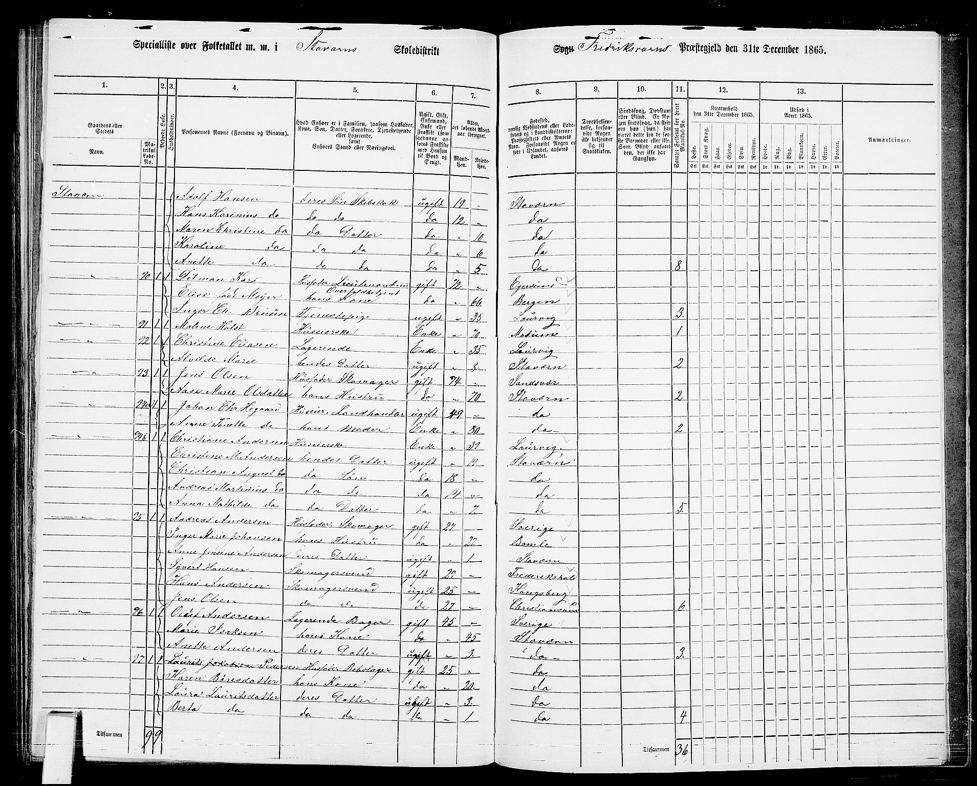 RA, Folketelling 1865 for 0798P Fredriksvern prestegjeld, 1865, s. 36