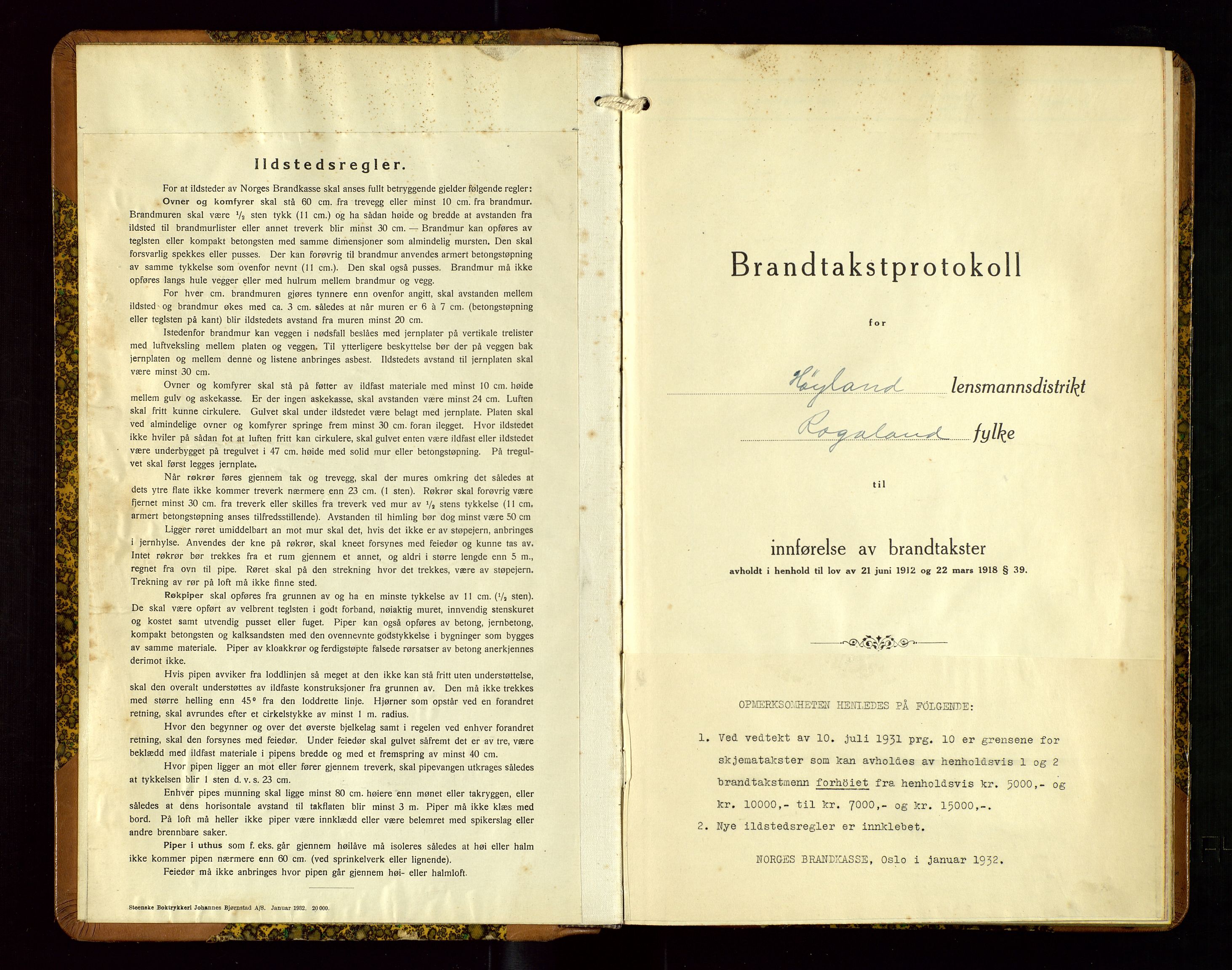 Høyland/Sandnes lensmannskontor, SAST/A-100166/Gob/L0005: "Brandtakstprotokoll", 1933-1936