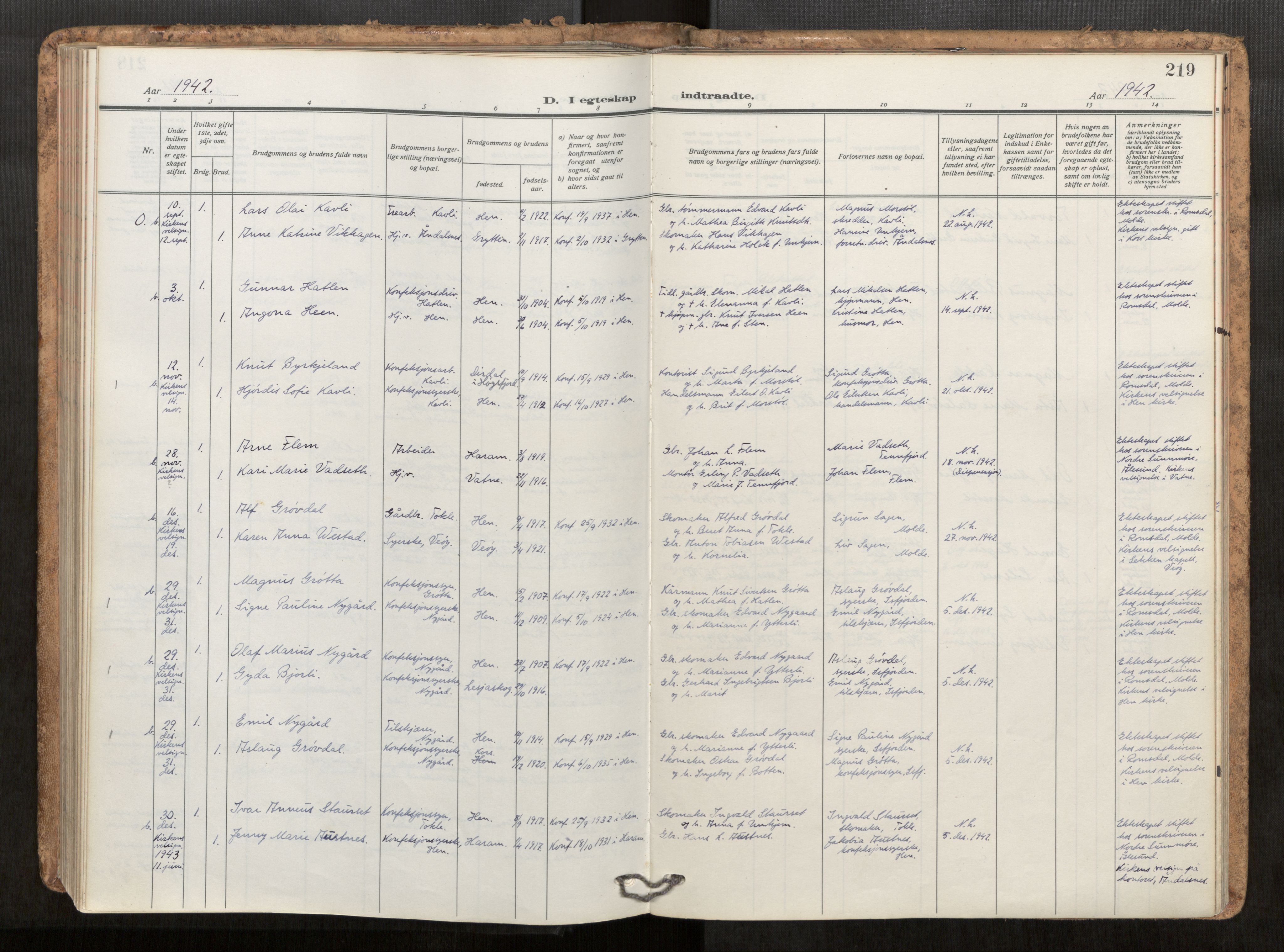 Ministerialprotokoller, klokkerbøker og fødselsregistre - Møre og Romsdal, AV/SAT-A-1454/545/L0596: Ministerialbok nr. 545A04, 1921-1956, s. 219