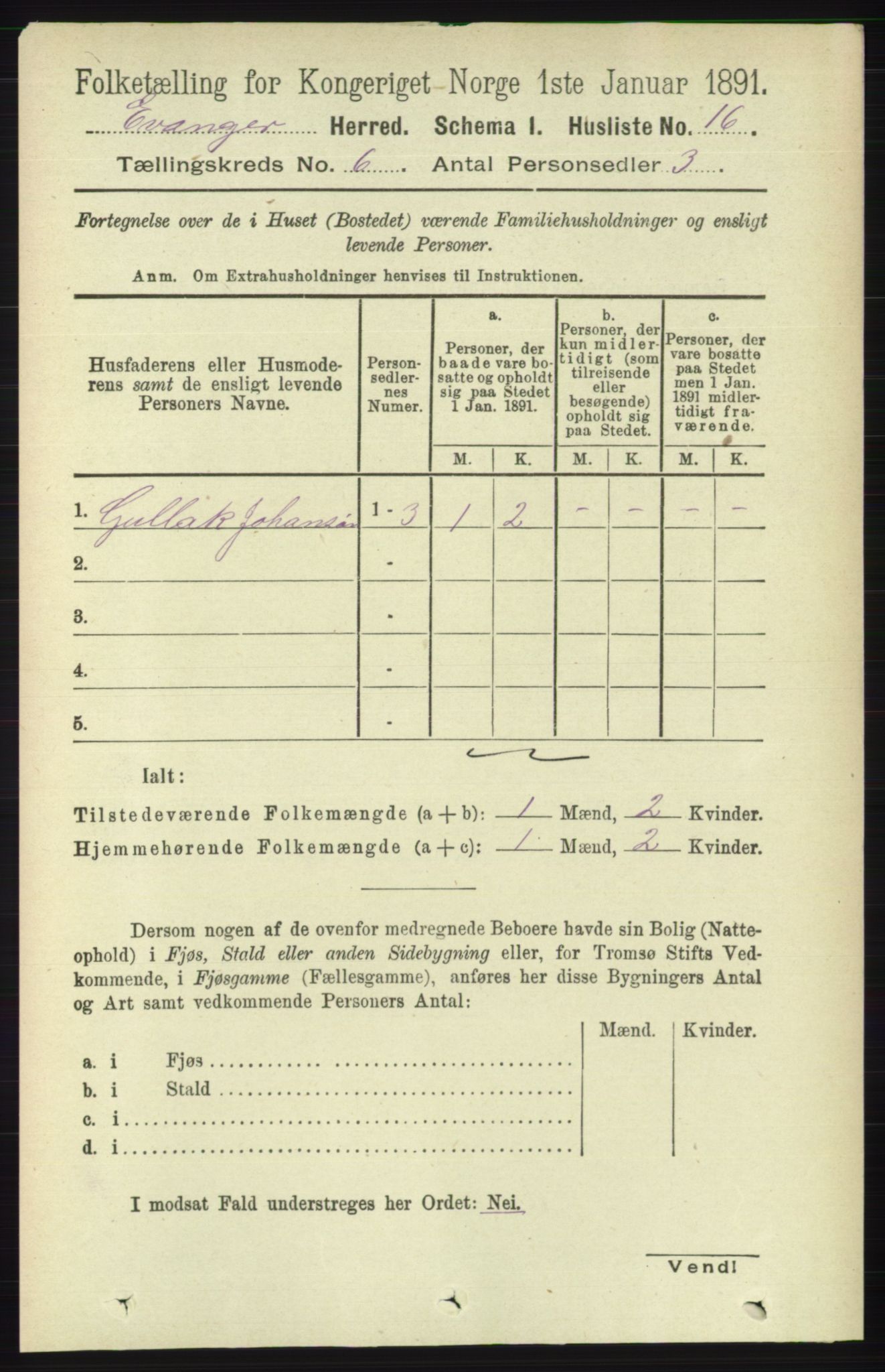 RA, Folketelling 1891 for 1237 Evanger herred, 1891, s. 1595