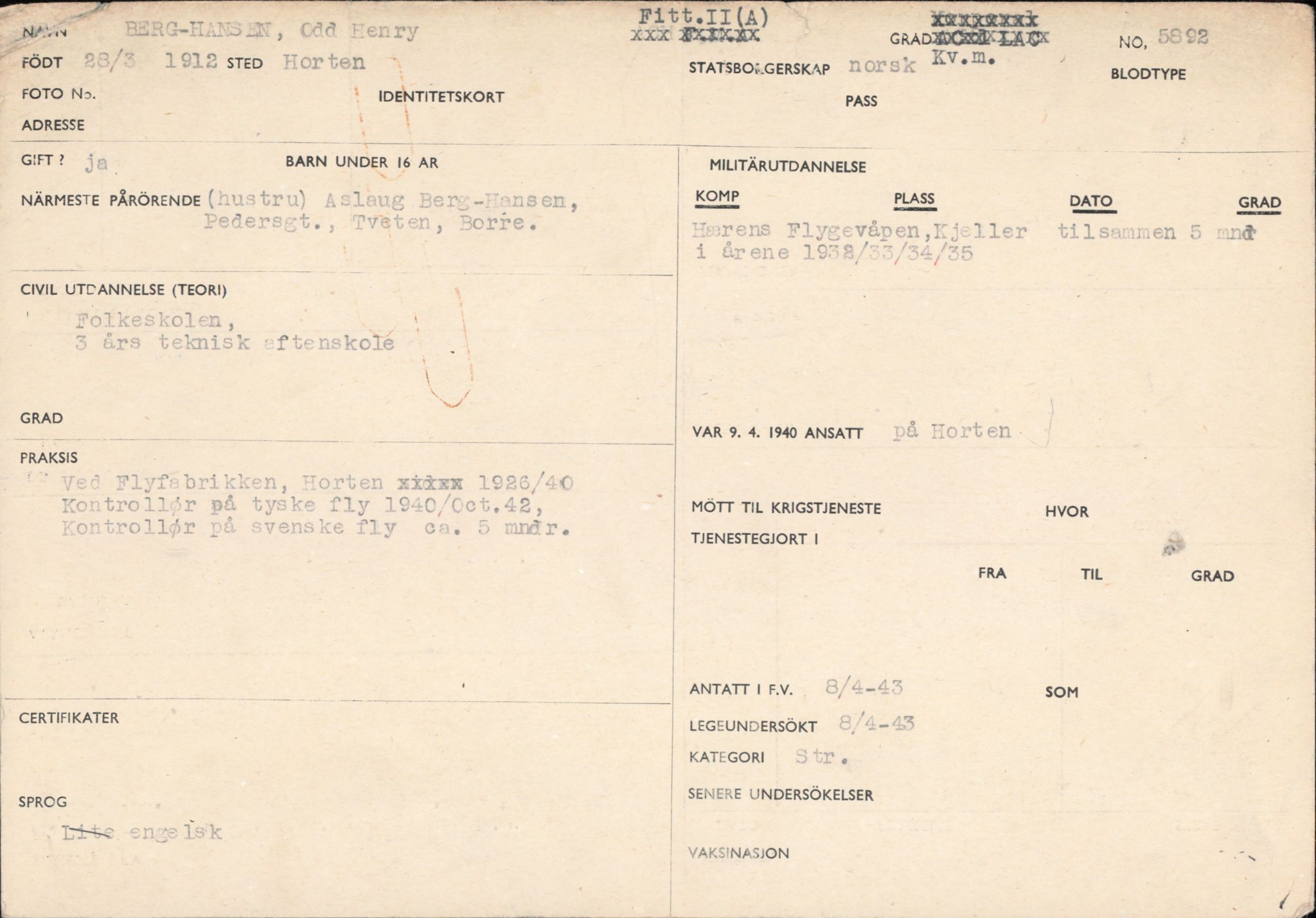 Forsvaret, Forsvarets overkommando/Luftforsvarsstaben, RA/RAFA-4079/P/Pa/L0029: Personellpapirer, 1912, s. 140