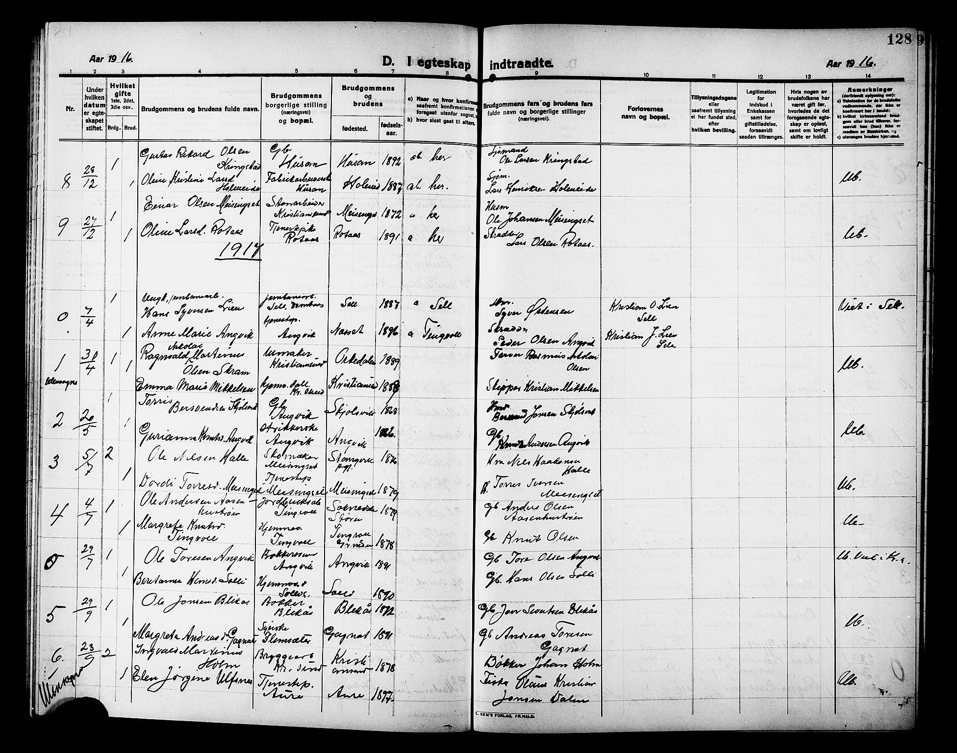 Ministerialprotokoller, klokkerbøker og fødselsregistre - Møre og Romsdal, SAT/A-1454/586/L0993: Klokkerbok nr. 586C04, 1910-1918, s. 128