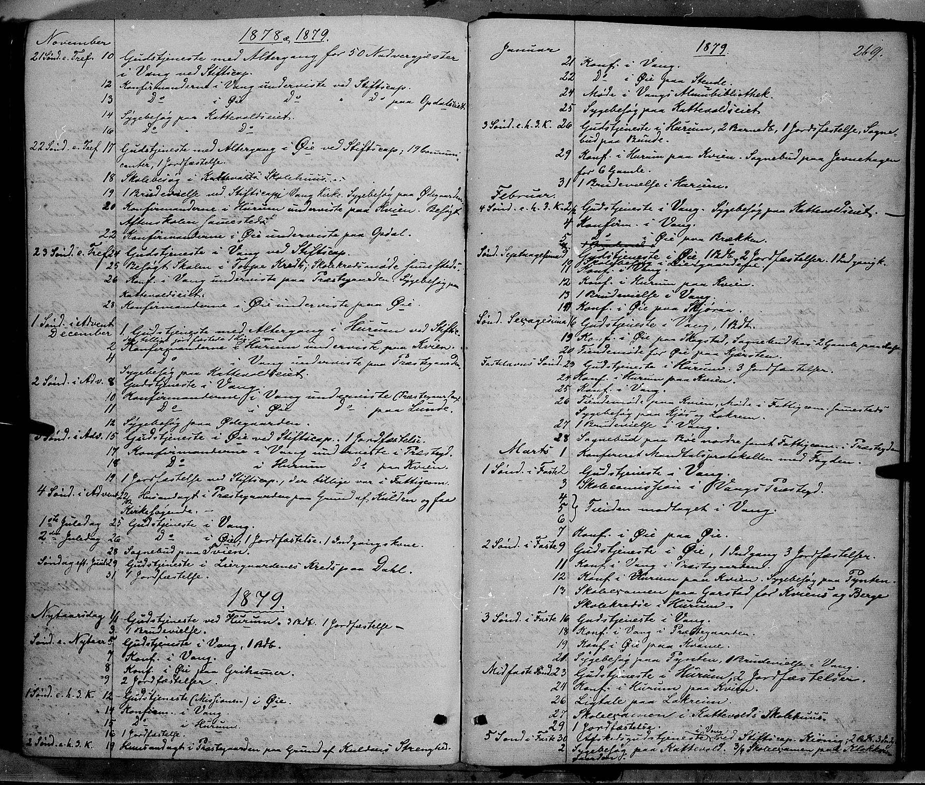 Vang prestekontor, Valdres, AV/SAH-PREST-140/H/Ha/L0007: Ministerialbok nr. 7, 1865-1881, s. 269