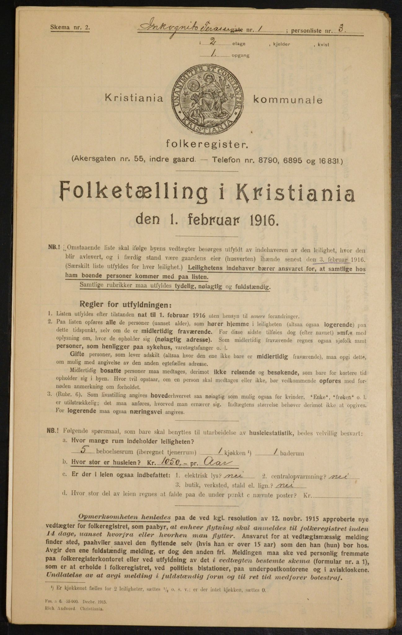 OBA, Kommunal folketelling 1.2.1916 for Kristiania, 1916, s. 45320