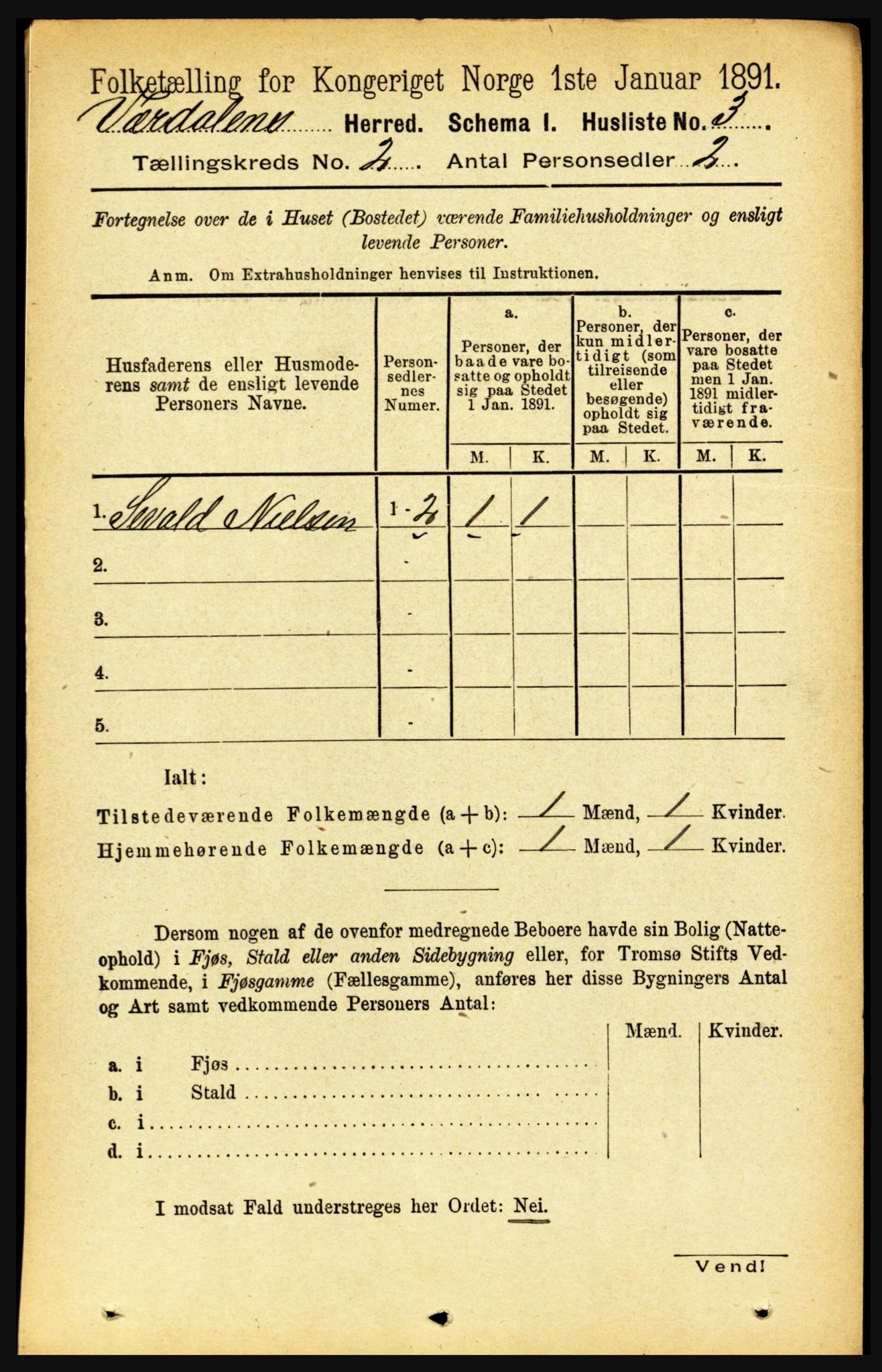 RA, Folketelling 1891 for 1721 Verdal herred, 1891, s. 616