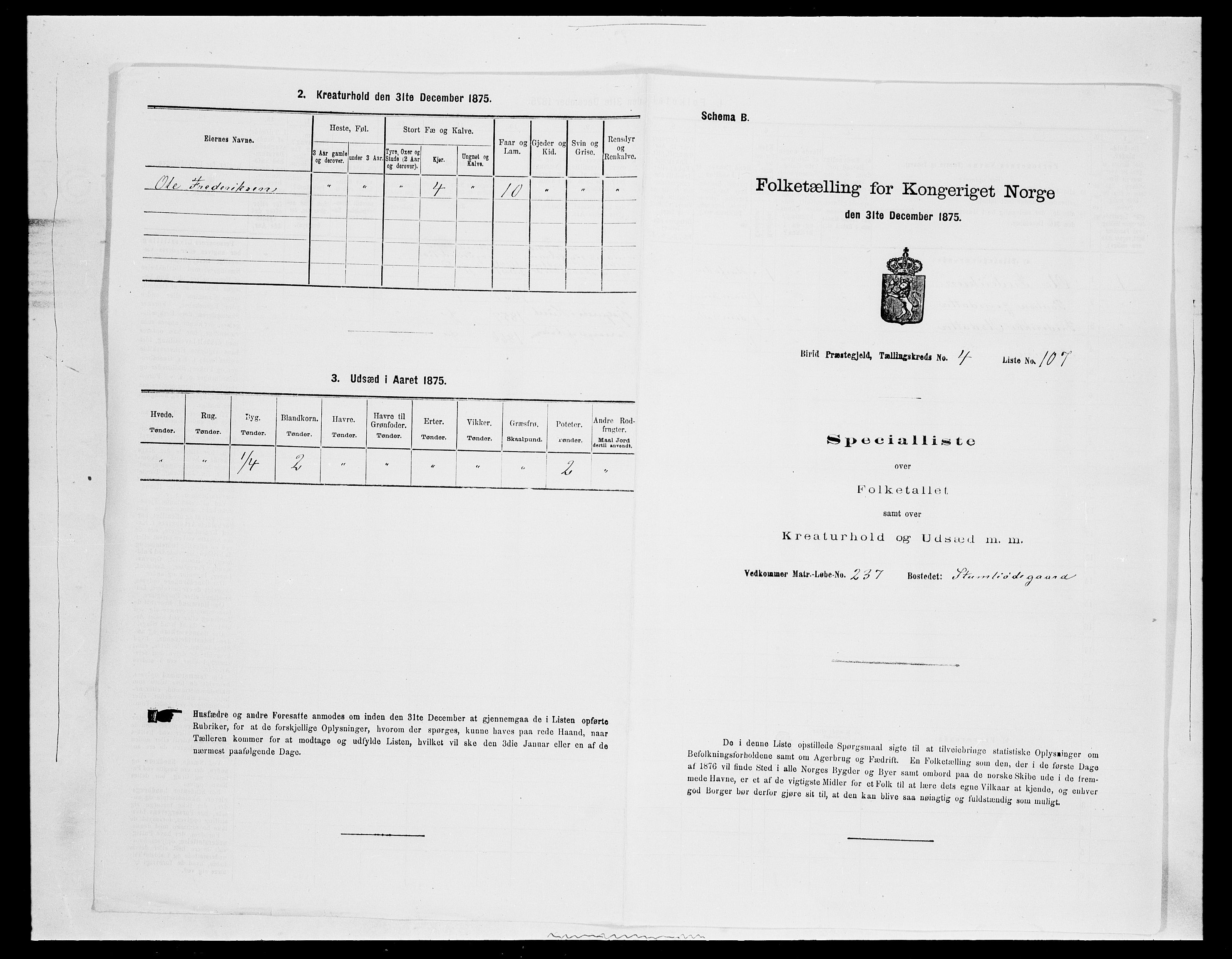 SAH, Folketelling 1875 for 0525P Biri prestegjeld, 1875, s. 936