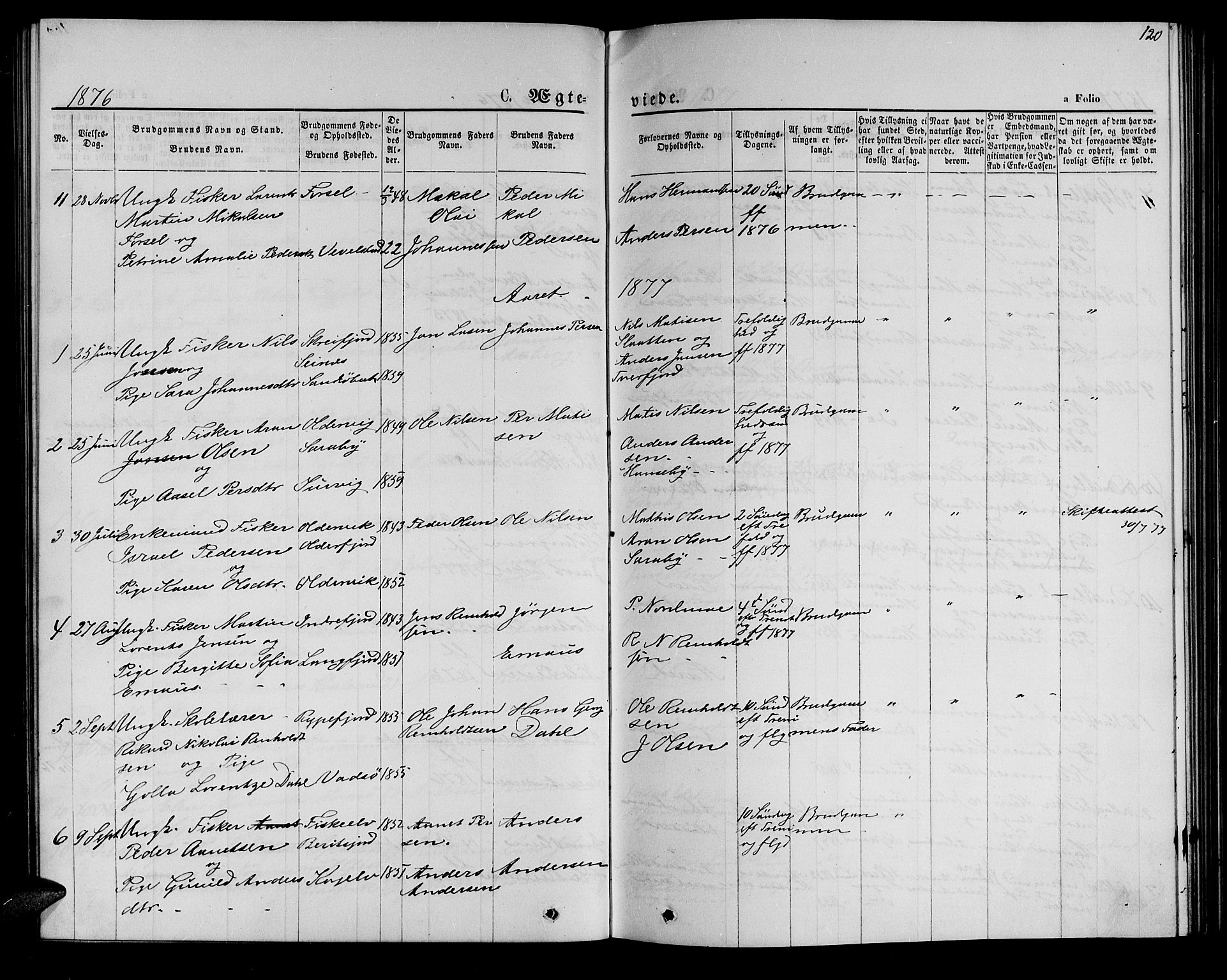 Hammerfest sokneprestkontor, SATØ/S-1347/H/Hb/L0005.klokk: Klokkerbok nr. 5, 1869-1884, s. 120