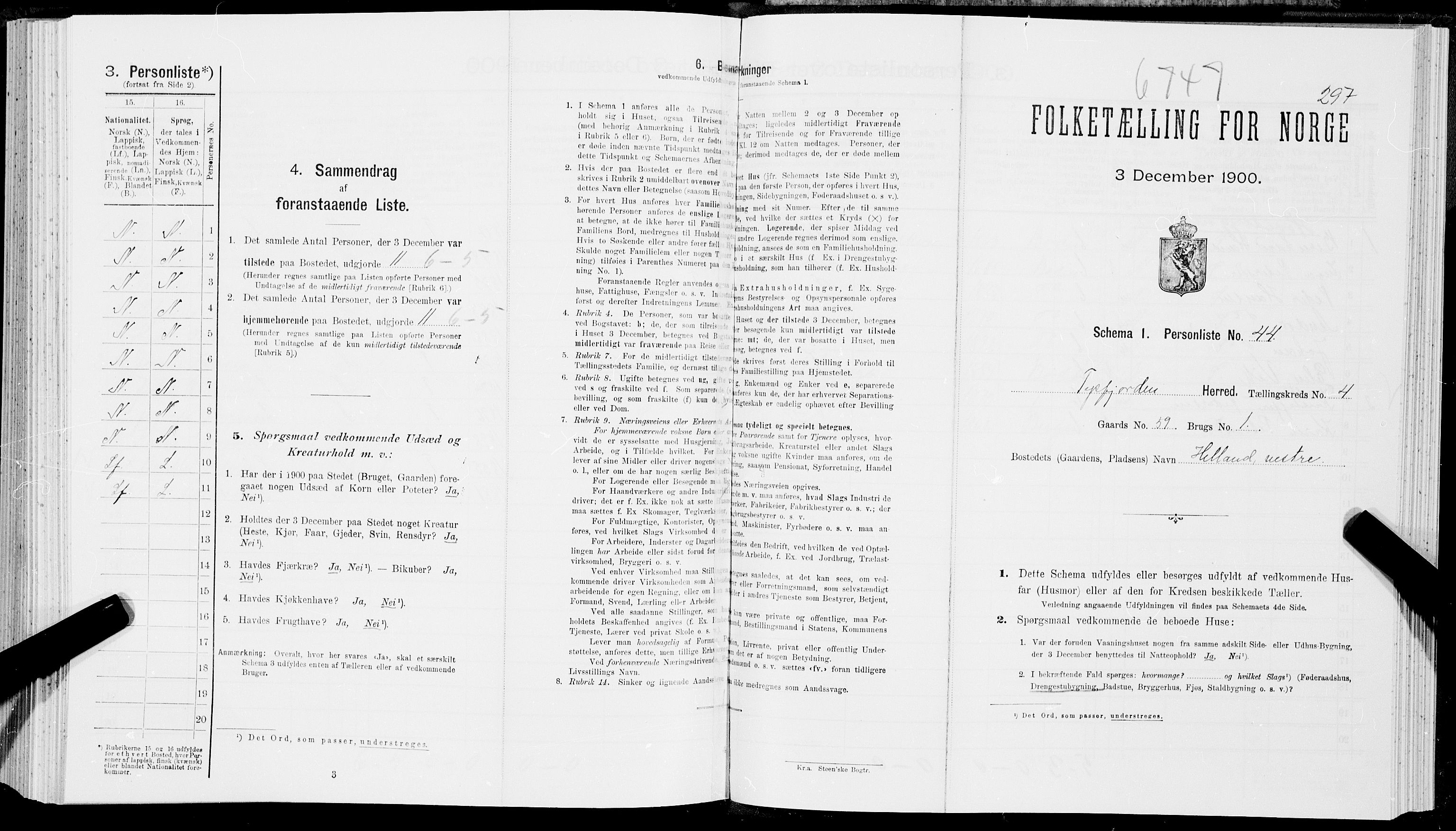 SAT, Folketelling 1900 for 1850 Tysfjord herred, 1900, s. 593