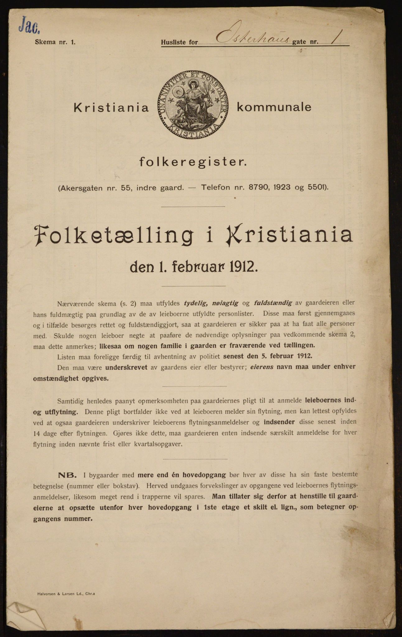 OBA, Kommunal folketelling 1.2.1912 for Kristiania, 1912, s. 77970