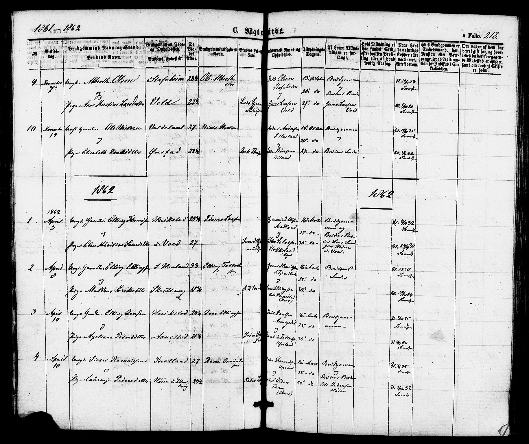 Hå sokneprestkontor, AV/SAST-A-101801/001/30BA/L0009: Ministerialbok nr. A 8, 1855-1878, s. 218