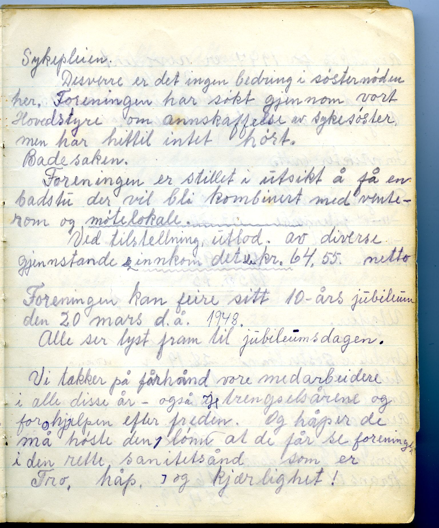 Hakkstabben-Altneset sanitetsforening, FMFB/A-1008/A/L0001: Møteprotokoll, 1947-1960