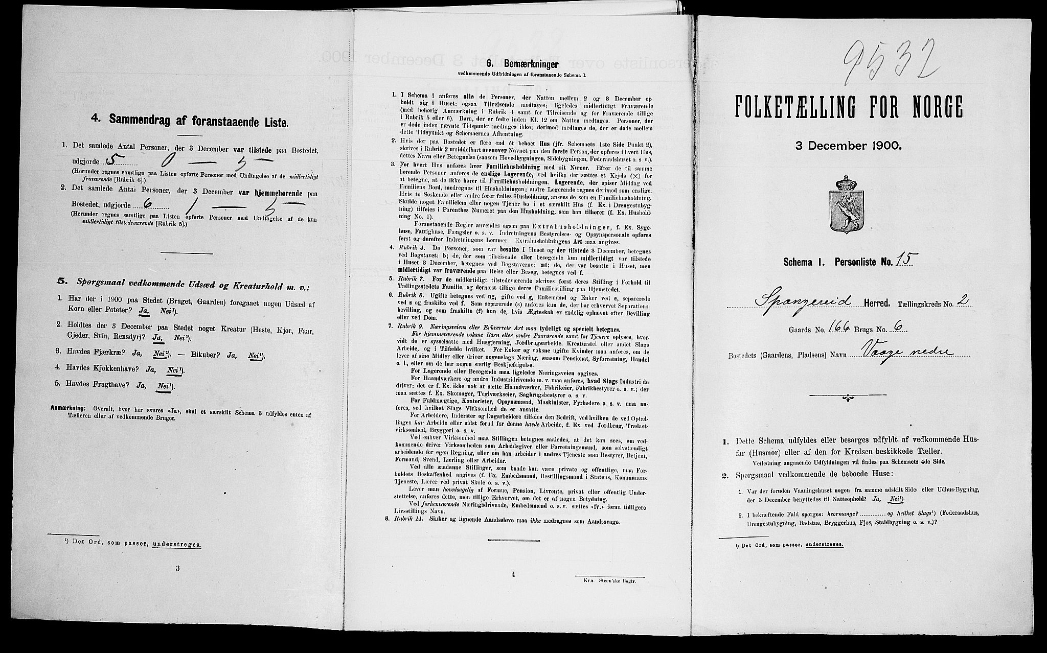 SAK, Folketelling 1900 for 1030 Spangereid herred, 1900, s. 298
