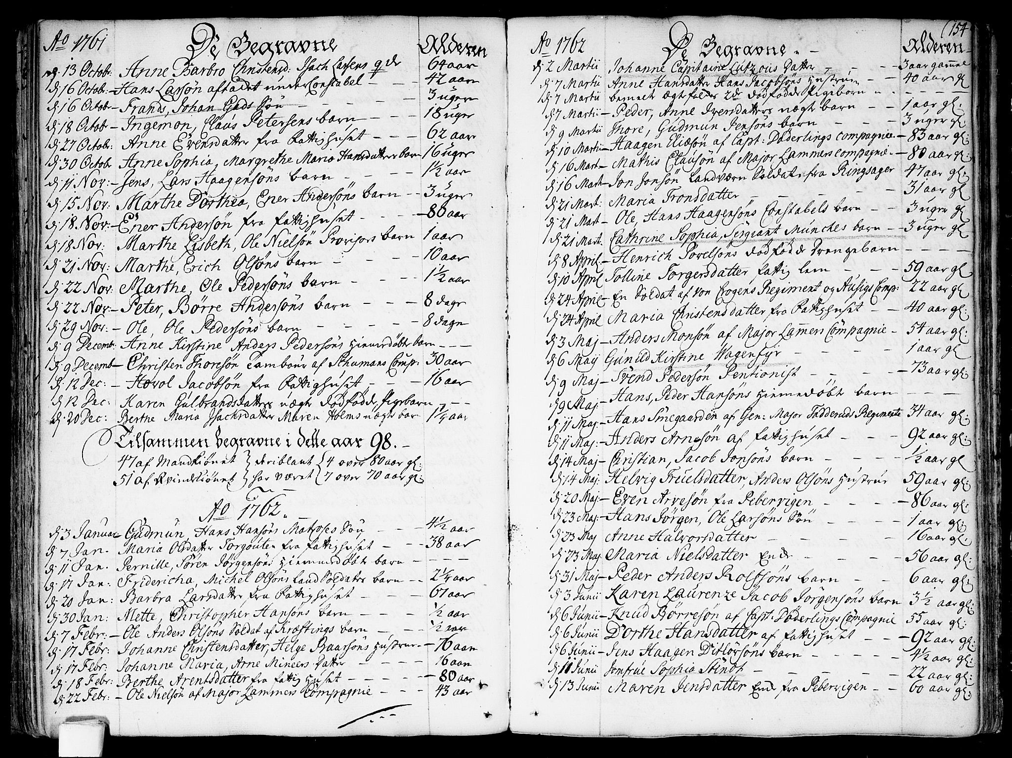 Garnisonsmenigheten Kirkebøker, AV/SAO-A-10846/F/Fa/L0002: Ministerialbok nr. 2, 1757-1776, s. 154