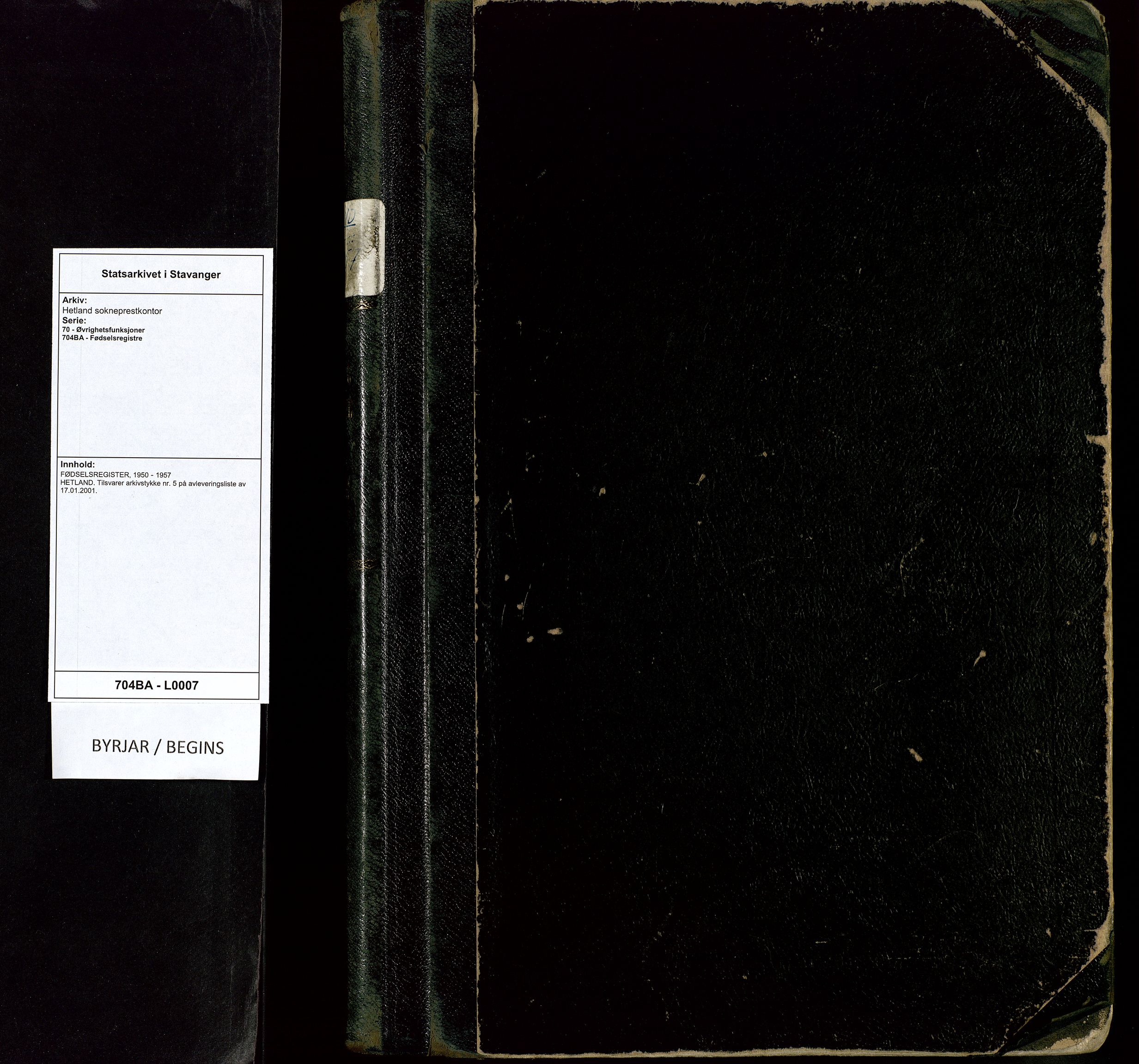 Hetland sokneprestkontor, AV/SAST-A-101826/70/704BA/L0007: Fødselsregister nr. 7, 1950-1957