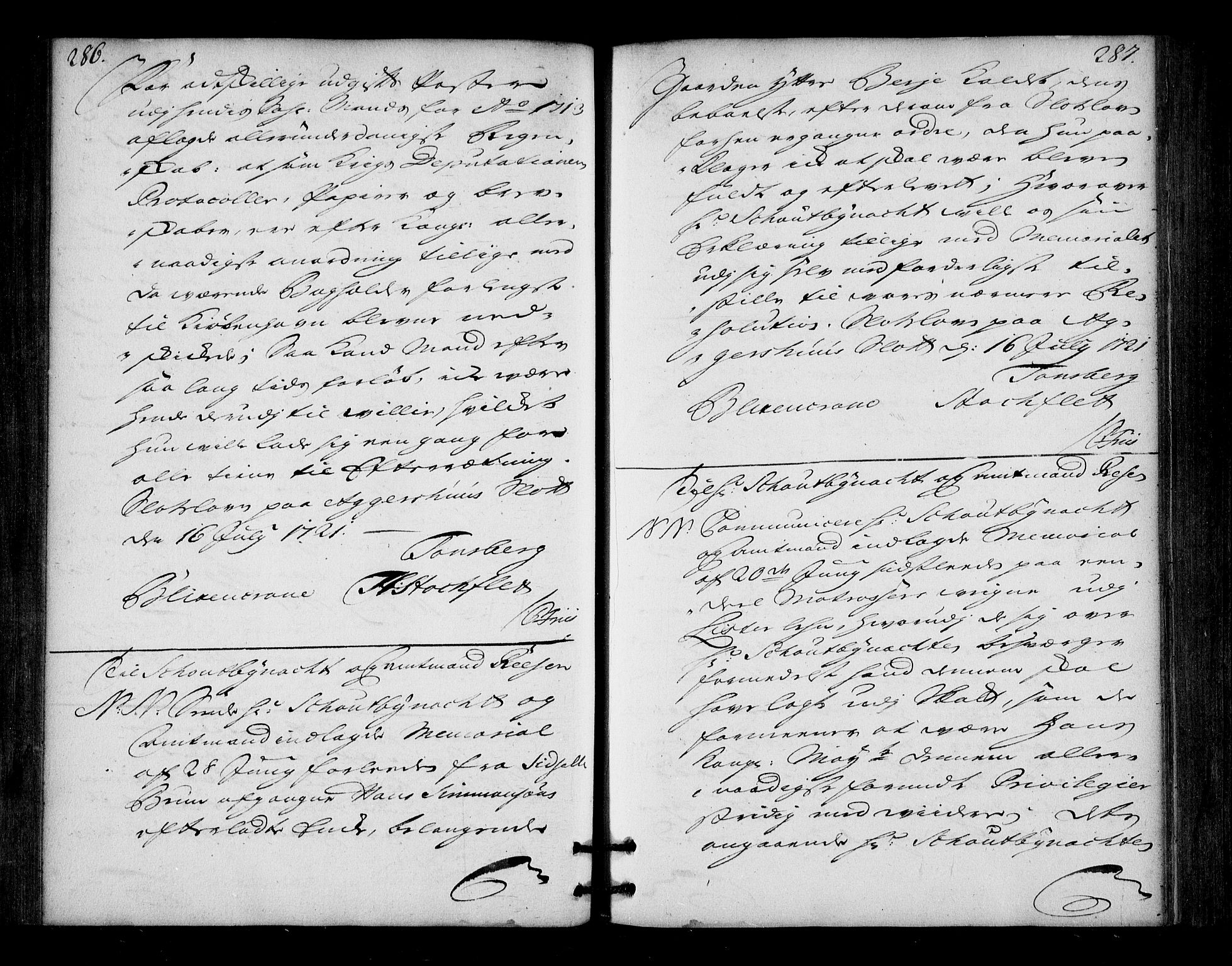 Stattholderembetet 1572-1771, AV/RA-EA-2870/Bd/L0013: Ordreprotokoll, 1720-1722, s. 286-287