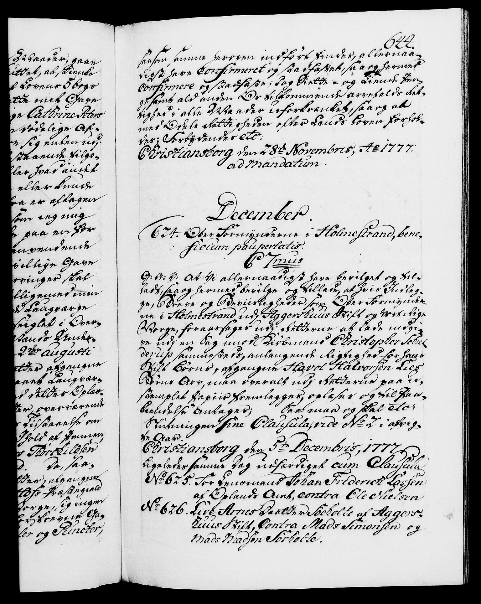 Danske Kanselli 1572-1799, RA/EA-3023/F/Fc/Fca/Fcaa/L0047: Norske registre, 1776-1778, s. 644a