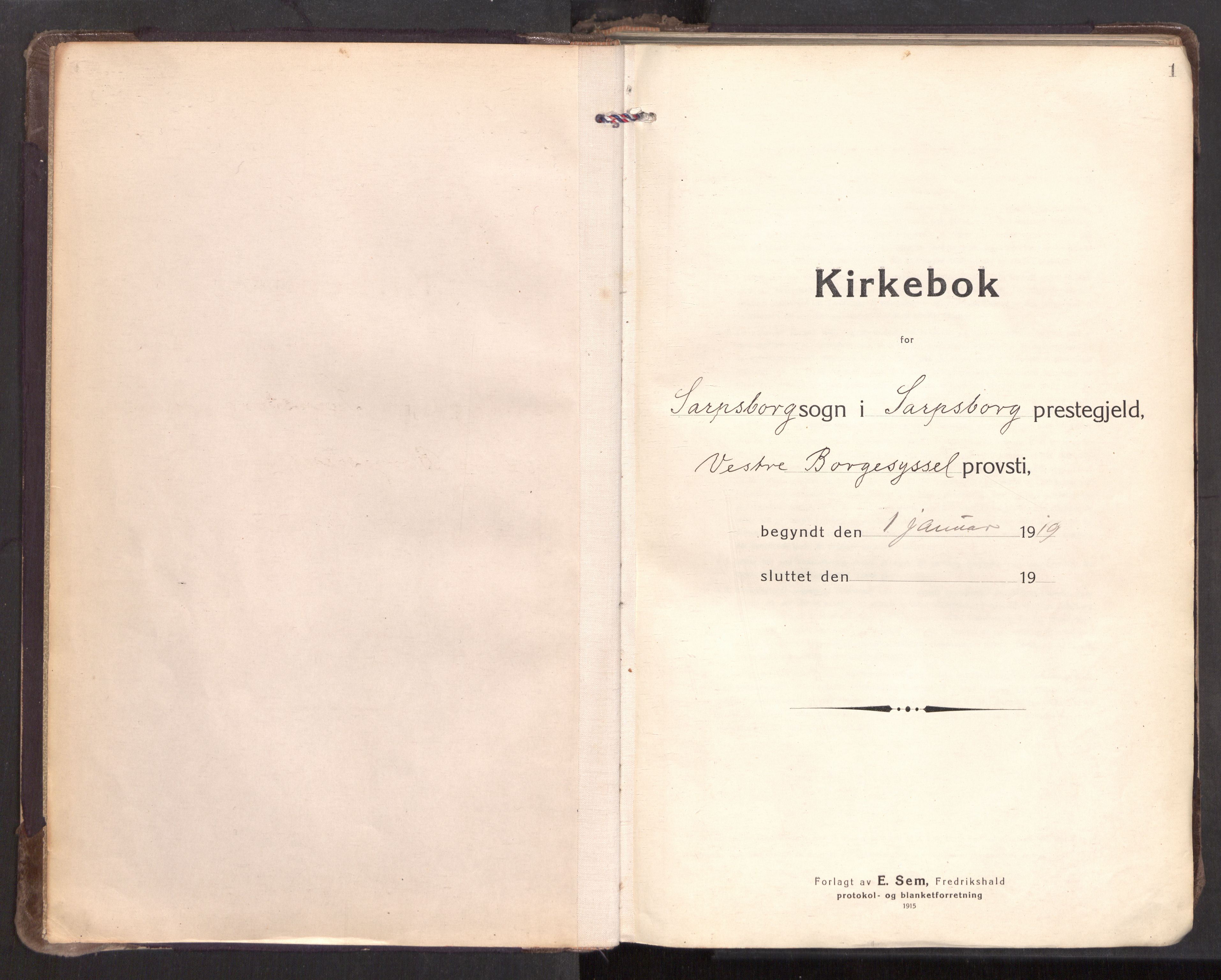 Sarpsborg prestekontor Kirkebøker, SAO/A-2006/F/Fa/L0009: Ministerialbok nr. 9, 1919-1931, s. 1