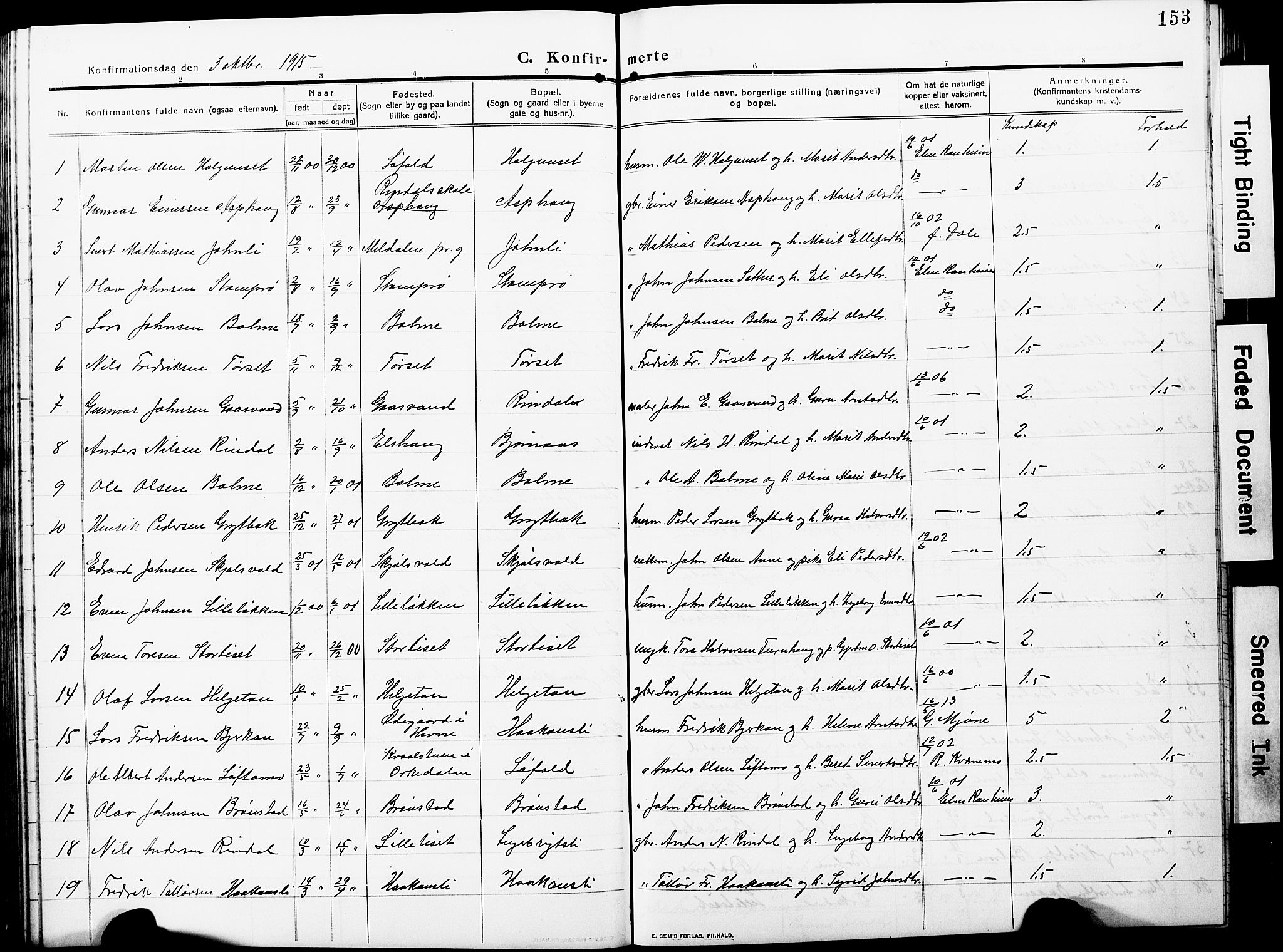 Ministerialprotokoller, klokkerbøker og fødselsregistre - Møre og Romsdal, AV/SAT-A-1454/598/L1079: Klokkerbok nr. 598C04, 1909-1927, s. 153