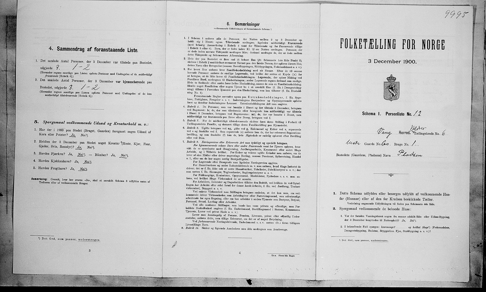 SAH, Folketelling 1900 for 0545 Vang herred, 1900, s. 391