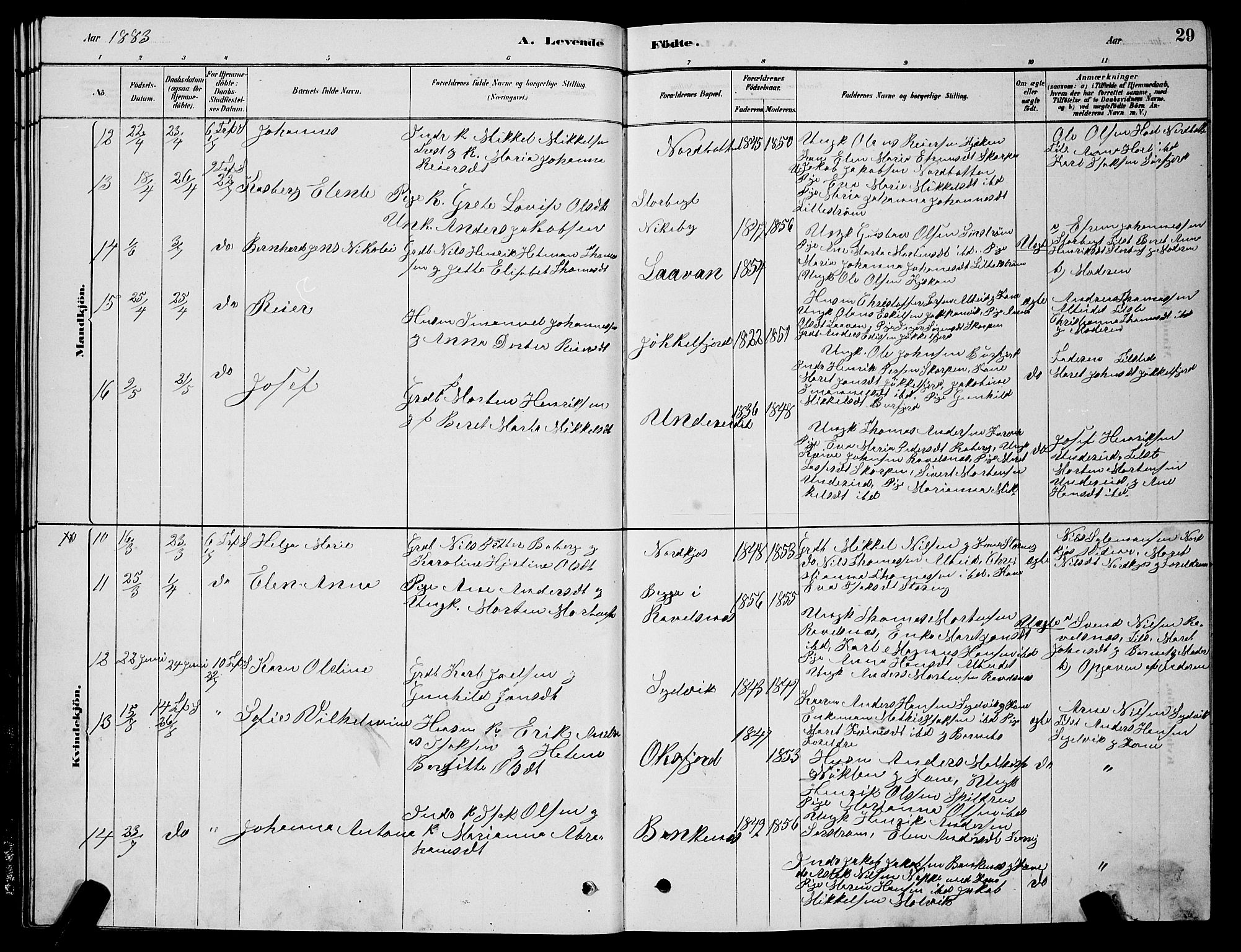 Skjervøy sokneprestkontor, AV/SATØ-S-1300/H/Ha/Hab/L0015klokker: Klokkerbok nr. 15, 1878-1890, s. 29