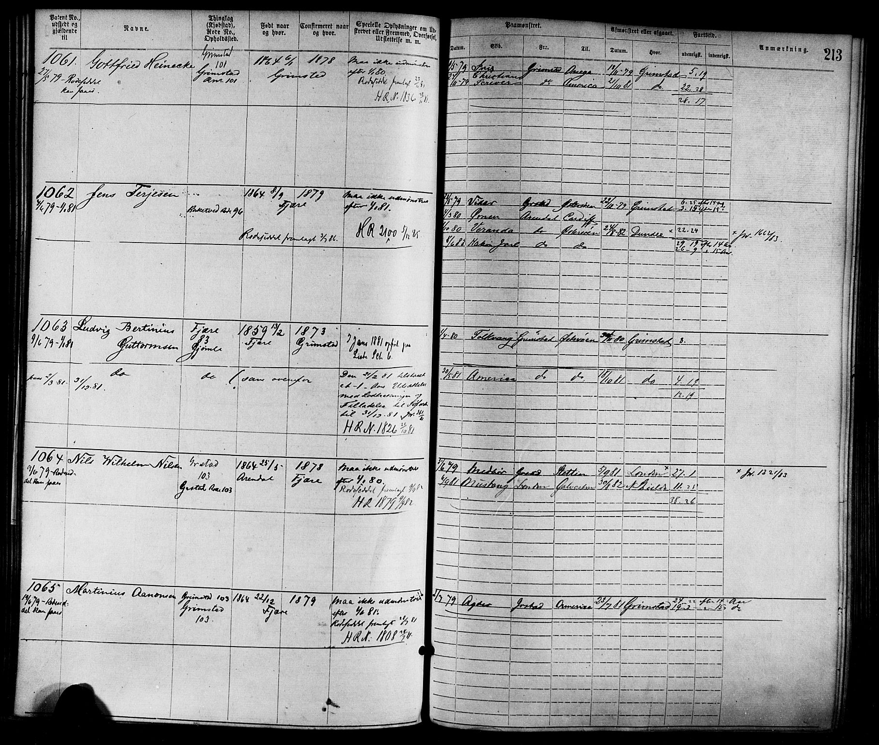 Grimstad mønstringskrets, AV/SAK-2031-0013/F/Fa/L0001: Annotasjonsrulle nr 1-1920 med register, F-1, 1870-1892, s. 242
