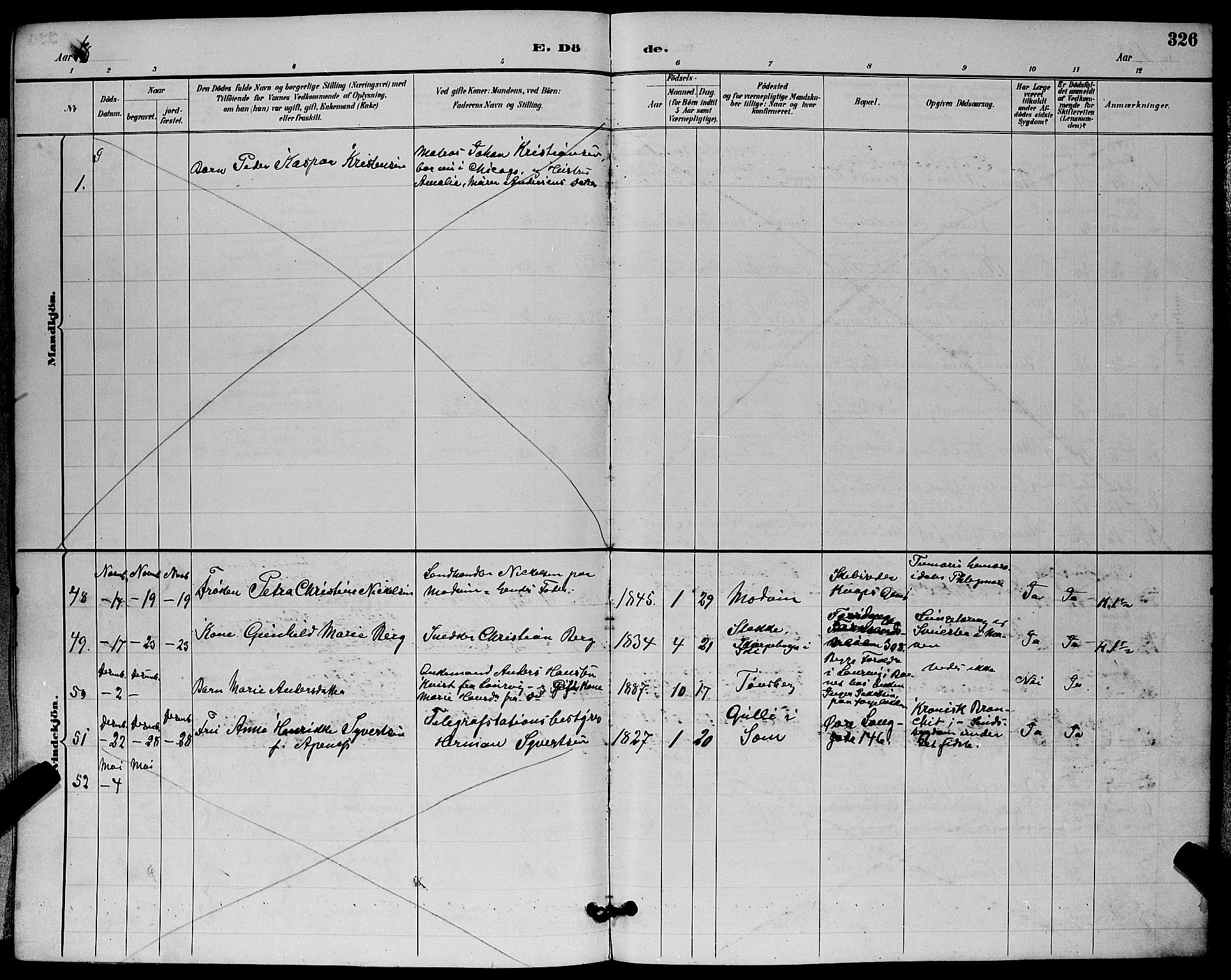 Tønsberg kirkebøker, SAKO/A-330/G/Ga/L0006: Klokkerbok nr. 6, 1885-1895, s. 326