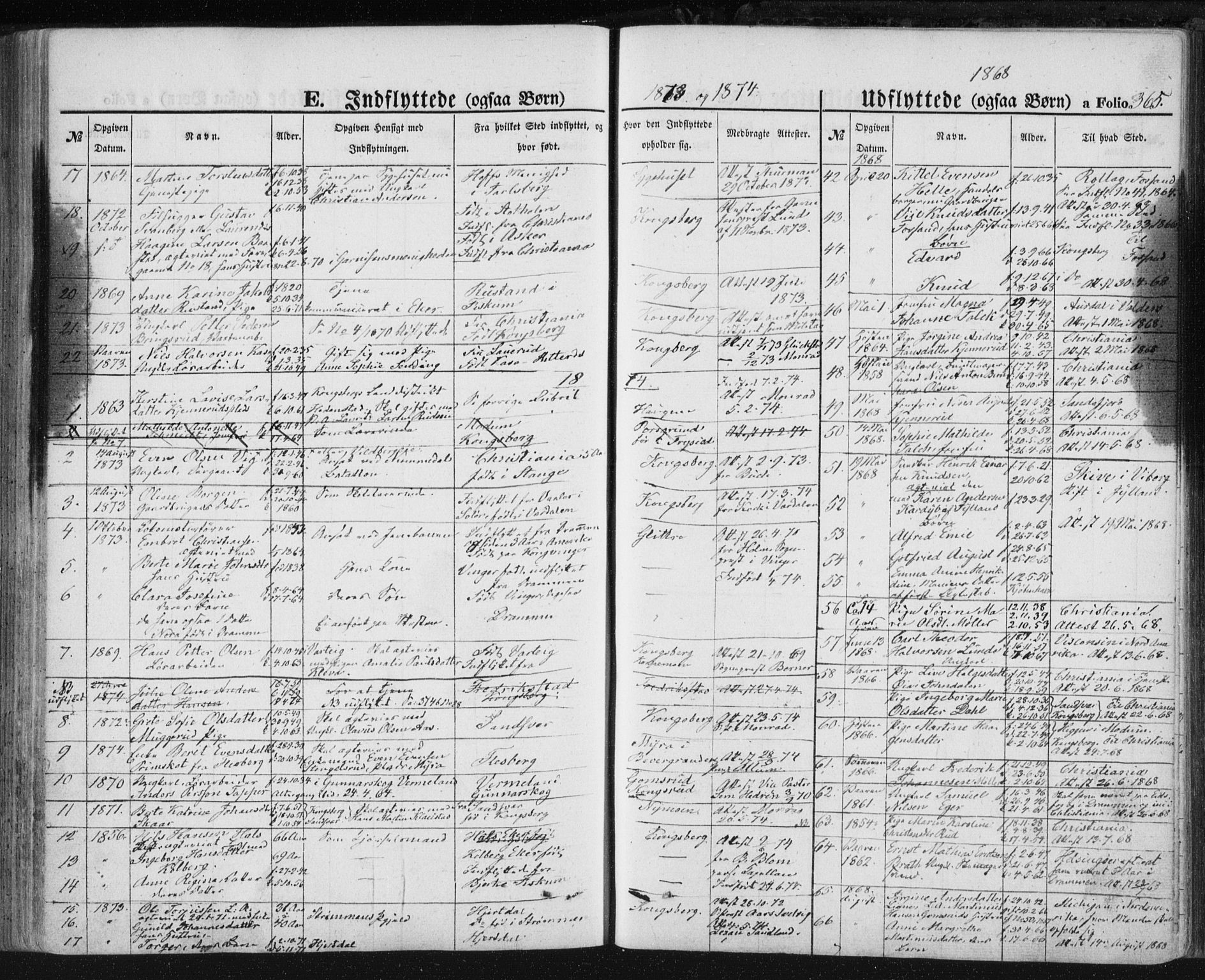Kongsberg kirkebøker, AV/SAKO-A-22/F/Fa/L0010: Ministerialbok nr. I 10, 1859-1875, s. 365