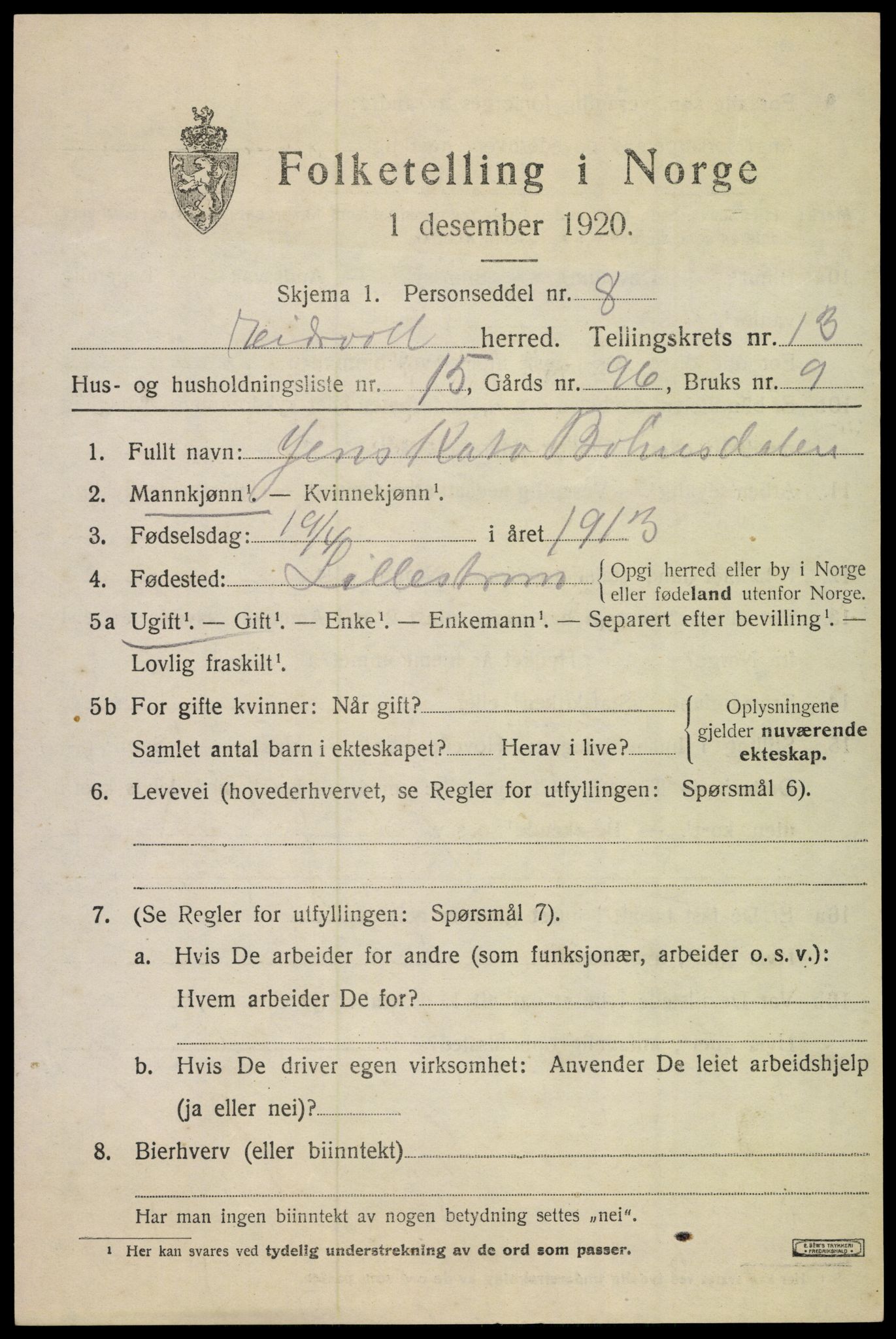 SAO, Folketelling 1920 for 0237 Eidsvoll herred, 1920, s. 20137
