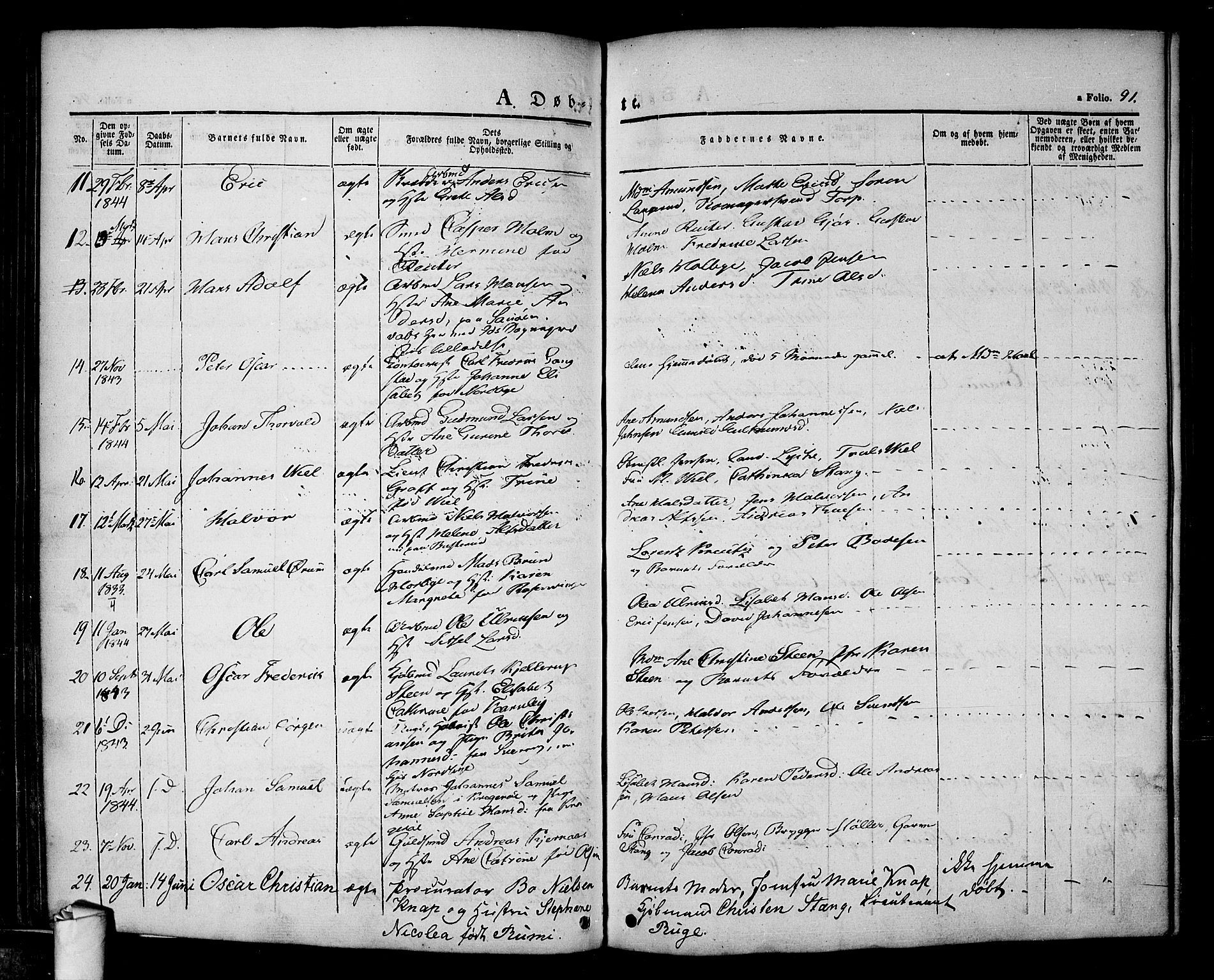 Halden prestekontor Kirkebøker, AV/SAO-A-10909/F/Fa/L0005: Ministerialbok nr. I 5, 1834-1845, s. 91