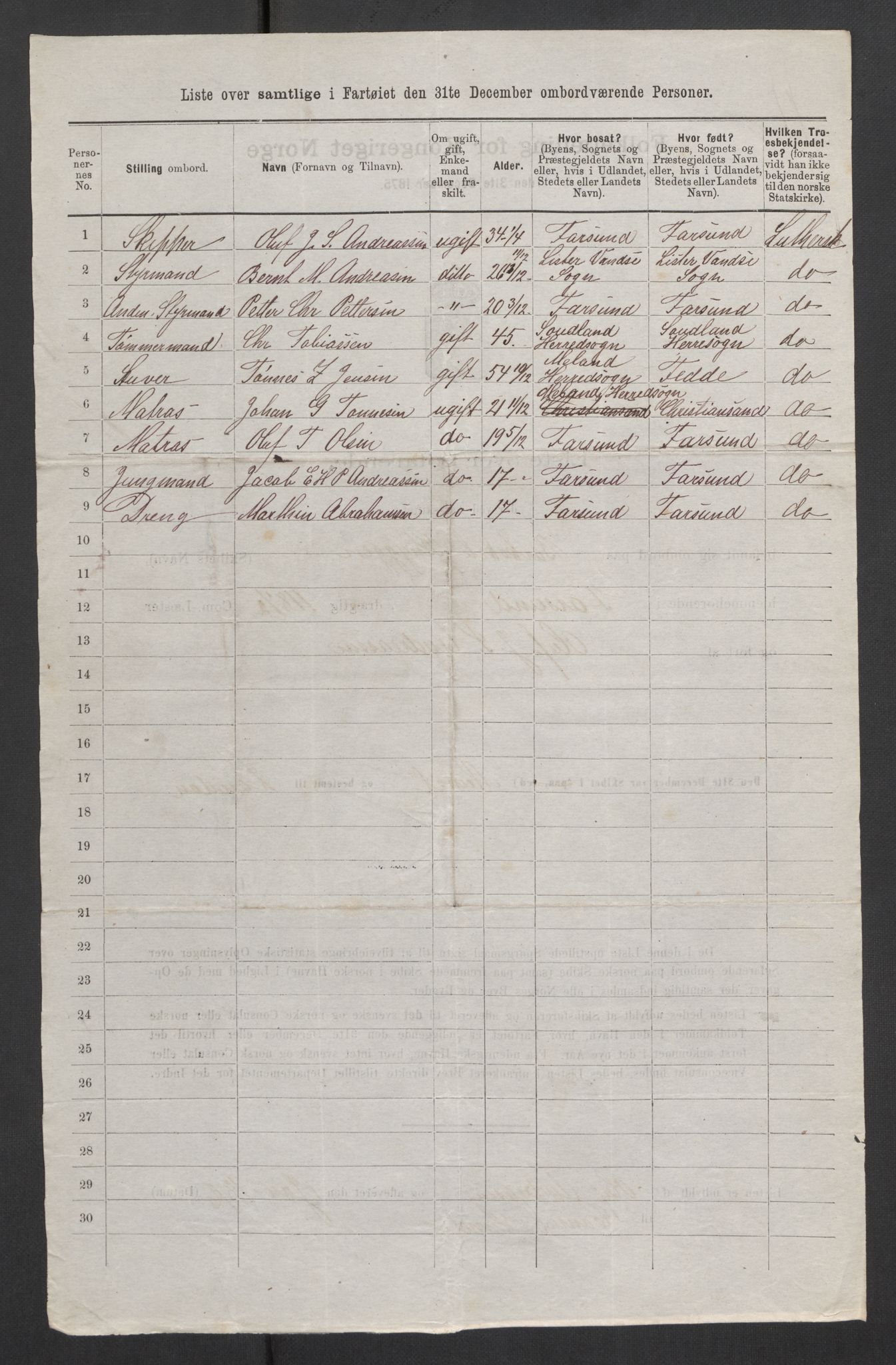 RA, Folketelling 1875, skipslister: Skip i utenrikske havner, hjemmehørende i 1) byer og ladesteder, Grimstad - Tromsø, 2) landdistrikter, 1875, s. 375