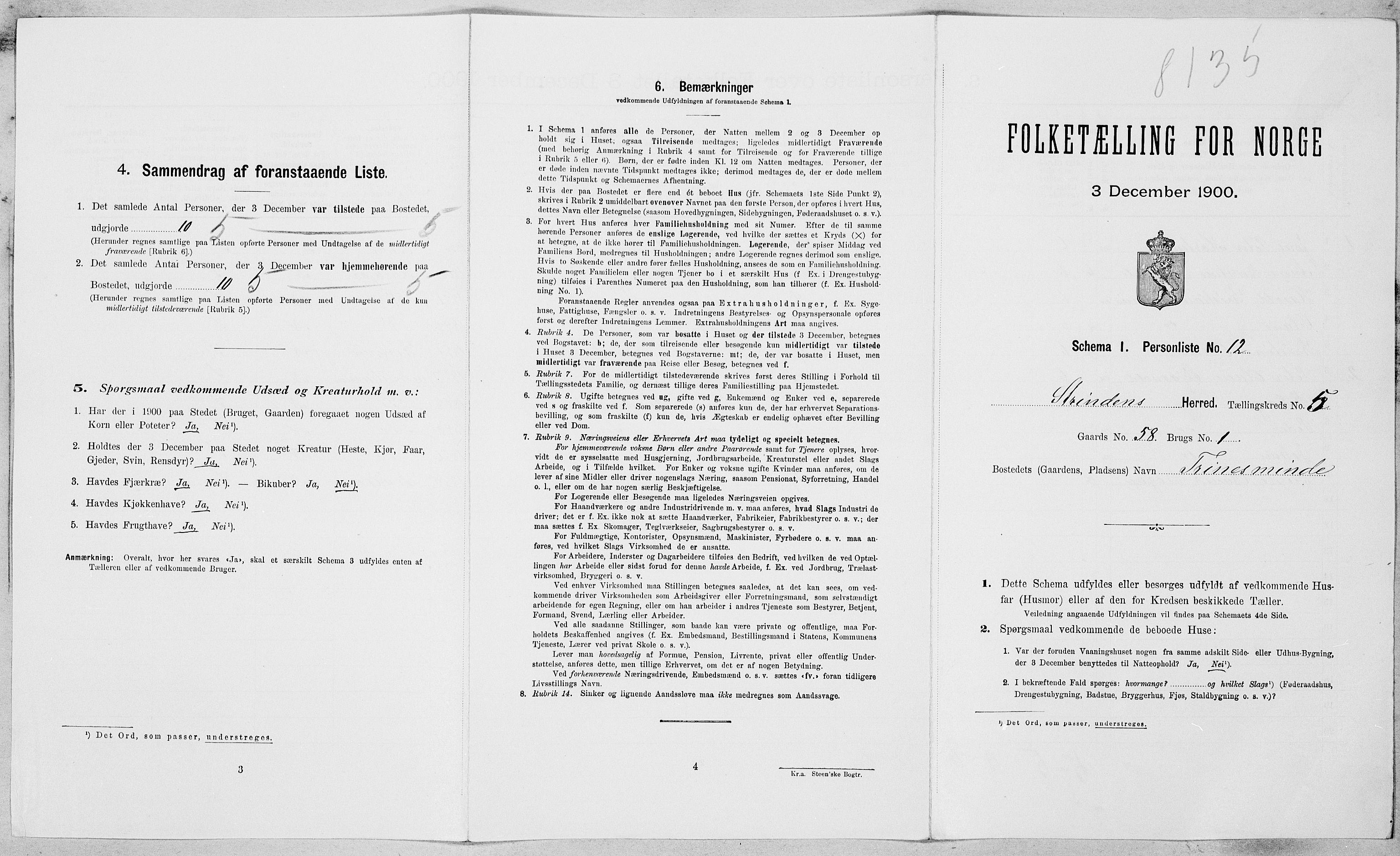 SAT, Folketelling 1900 for 1660 Strinda herred, 1900, s. 805