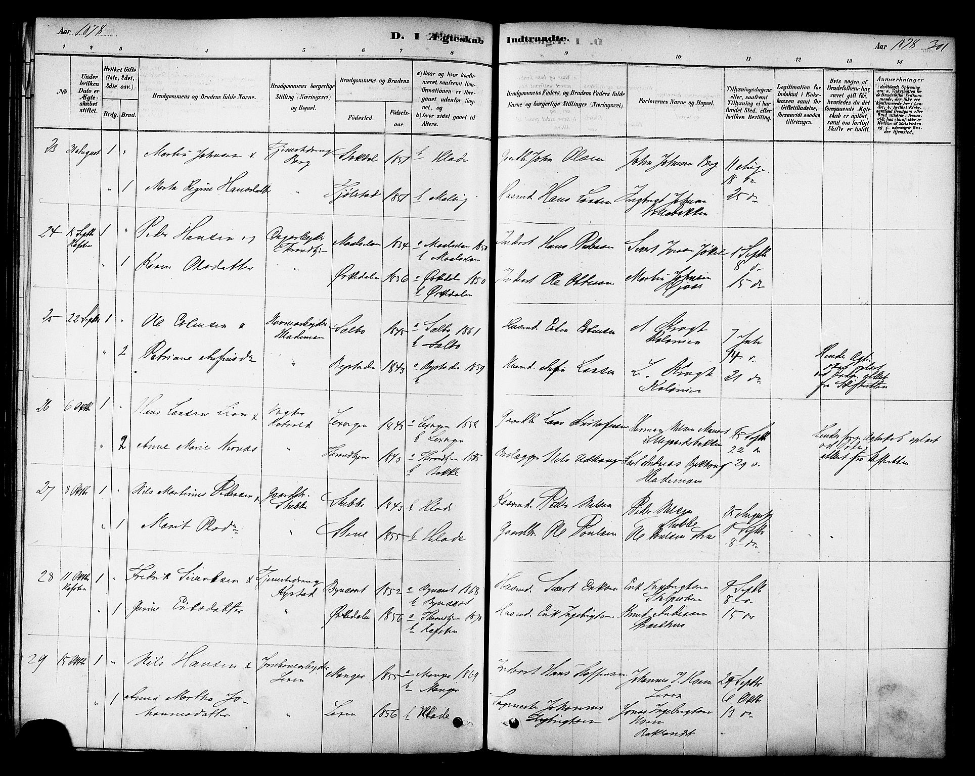 Ministerialprotokoller, klokkerbøker og fødselsregistre - Sør-Trøndelag, SAT/A-1456/606/L0294: Ministerialbok nr. 606A09, 1878-1886, s. 301