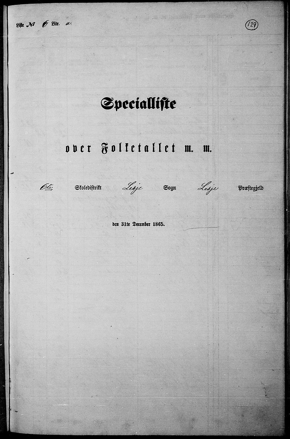 RA, Folketelling 1865 for 0512P Lesja prestegjeld, 1865, s. 116