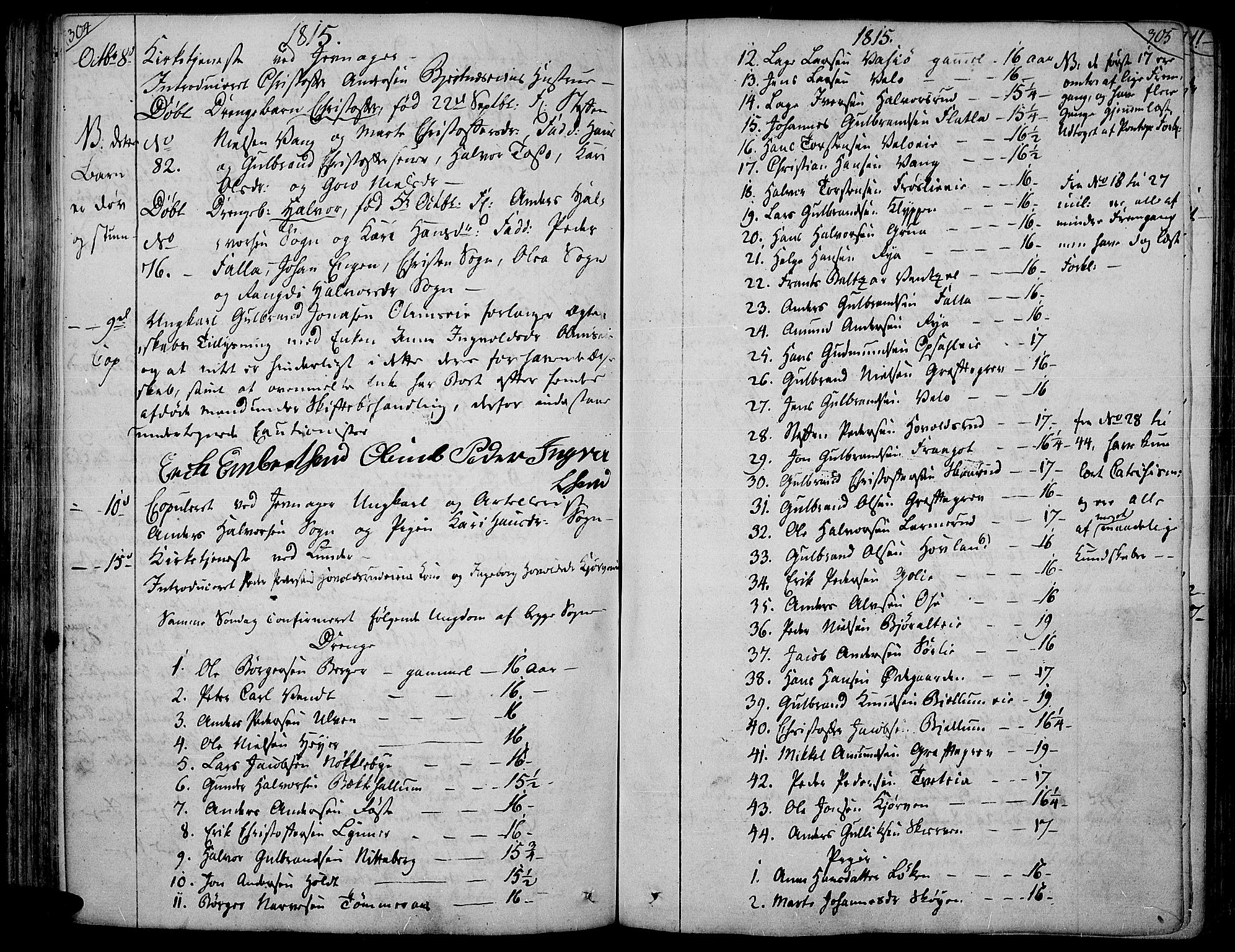 Jevnaker prestekontor, AV/SAH-PREST-116/H/Ha/Haa/L0004: Ministerialbok nr. 4, 1800-1861, s. 304-305