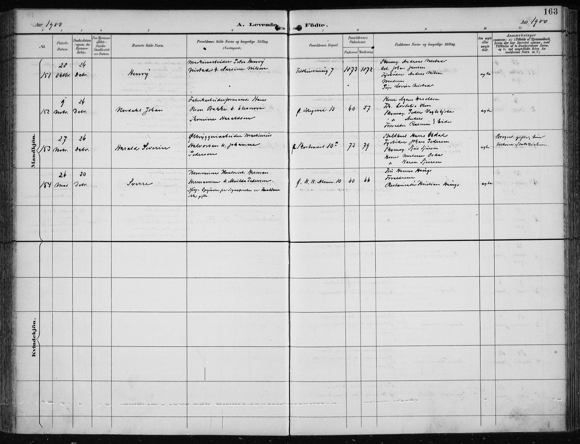 Korskirken sokneprestembete, AV/SAB-A-76101/H/Hab: Klokkerbok nr. B 10, 1896-1905, s. 163